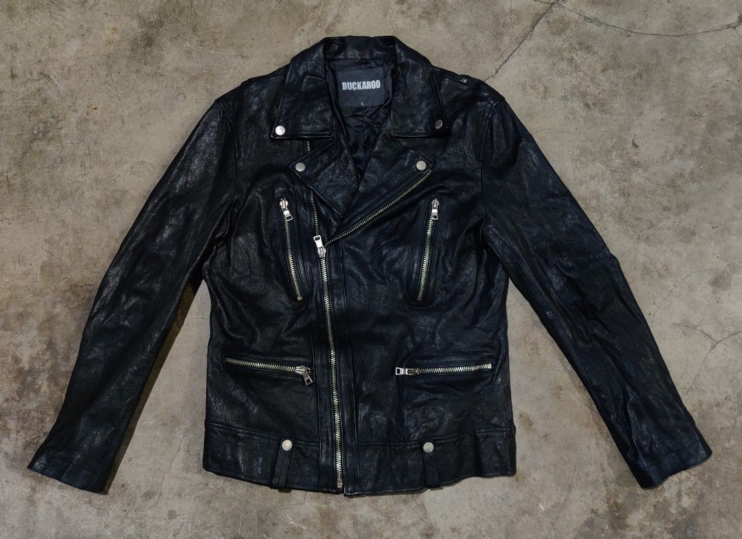 BUCKAROO BUCKAROO Men's Sheep Skin Leather Biker Jacket Size US L / EU 52-54 / 3 - 1 Thumbnail