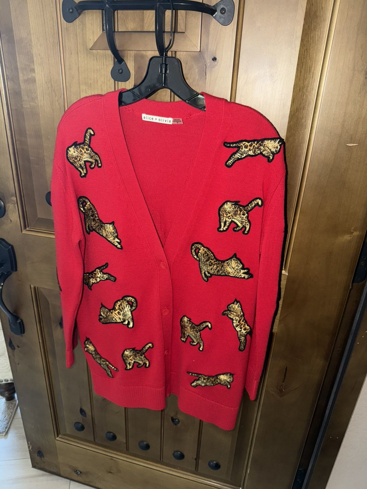 Alice + Olivia Alice + Olivia Bradford Grandpa Cat Embroidered Cardigan Size S / US 4 / IT 40 - 1 Thumbnail