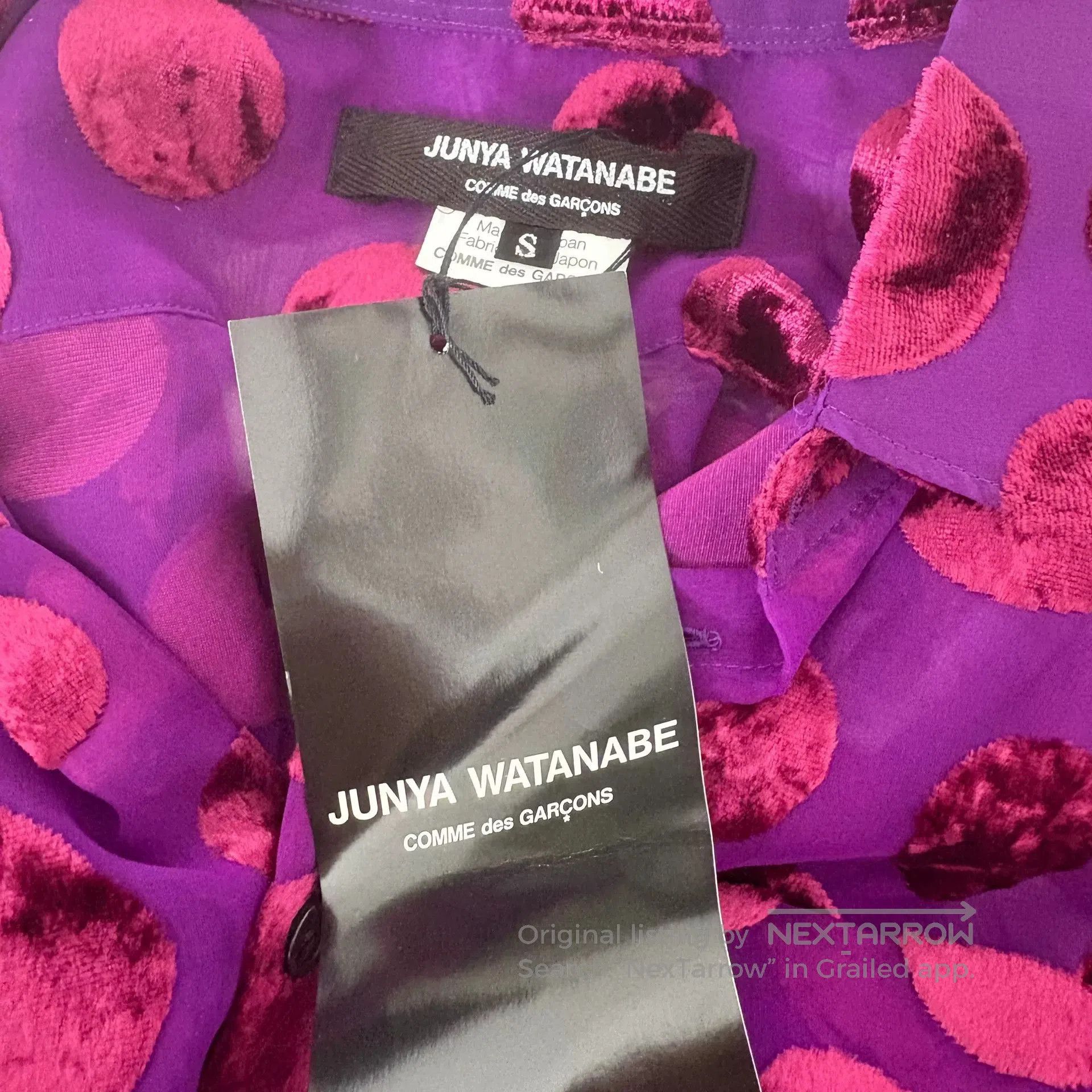 Junya Watanabe vintage purple velvet dotted sheer long sleeve shirt. Size US S / EU 44-46 / 1 - 6 Thumbnail