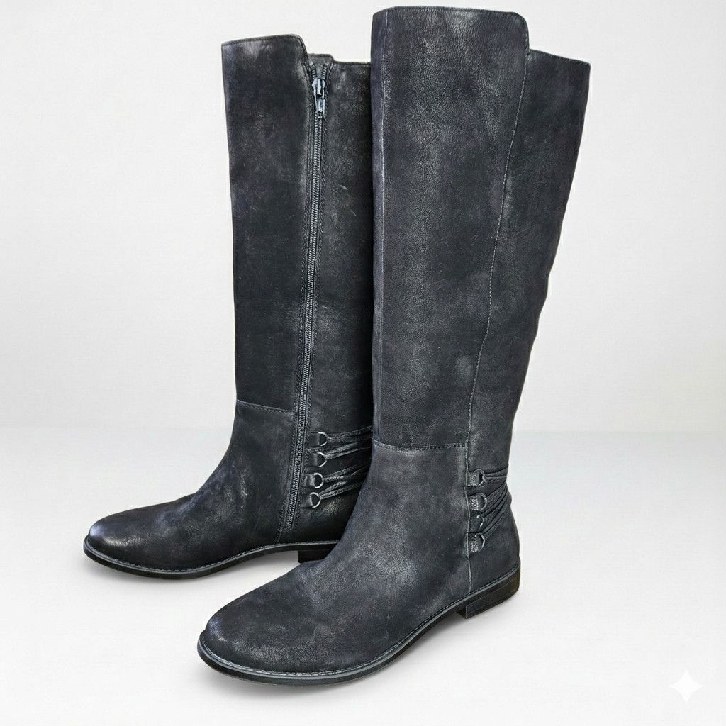 Steve Madden Steve Madden Size 9 Boots Zina Black Polished Suede Leather Size US 9 / IT 39 - 1 Thumbnail
