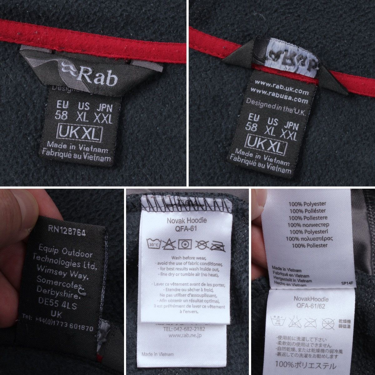 Rab RAB Novak Fleece Pockets Full Zip Dark Gray Hoodie Size US XL / EU 56 / 4 - 24 Thumbnail