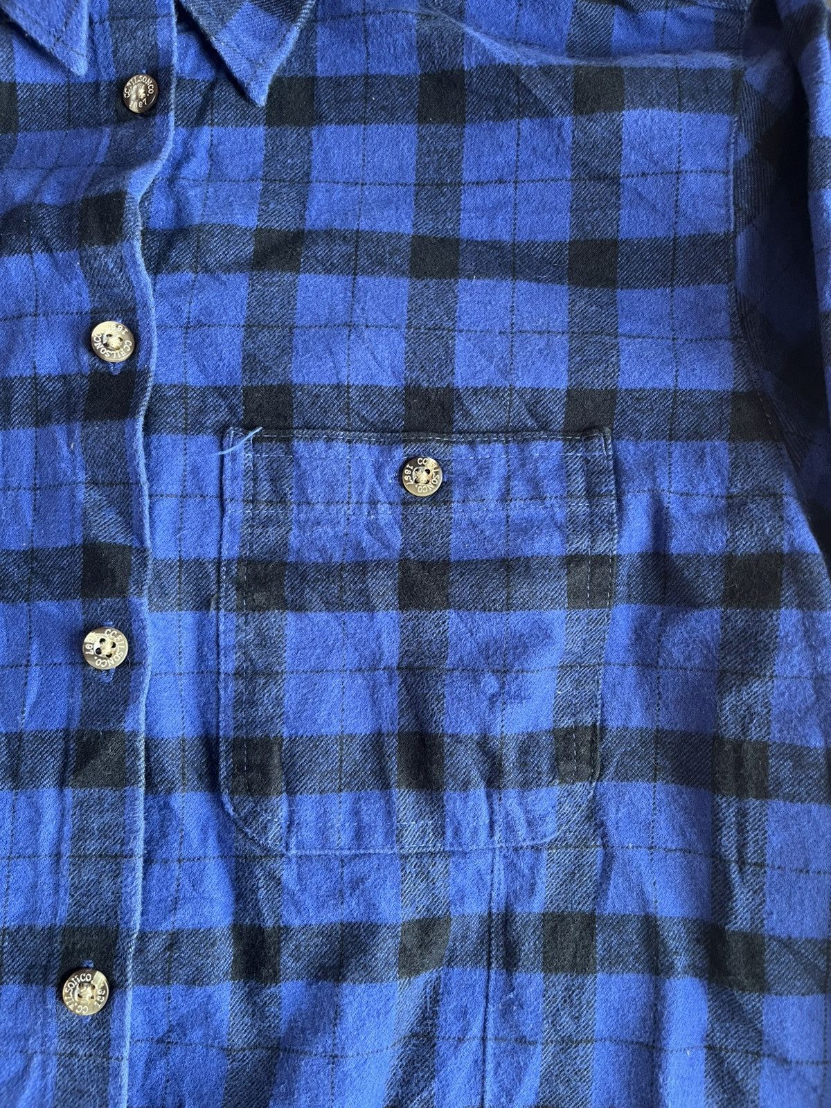 Filson Vintage Flannel Plaid Blue Black Thick Cotton B/D Shirt Size US M / EU 48-50 / 2 - 5 Thumbnail