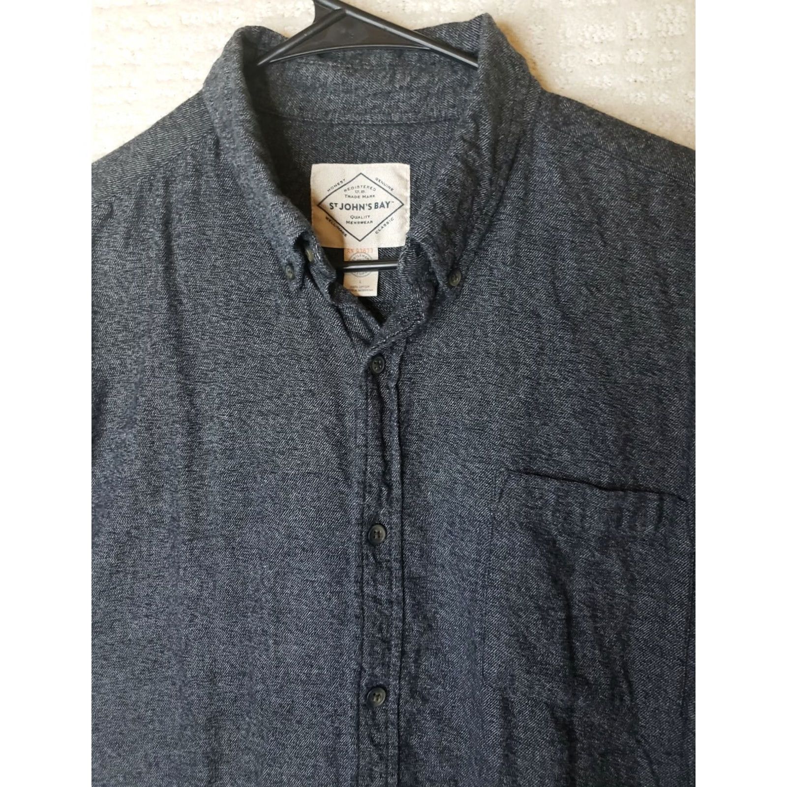 Vintage St. John's Bay Shirt Mens Gray Chamois Cloth Long Sleeve Heavy Cotton Workwear Button-Up Chest 46in Size L Size US L / EU 52-54 / 3 - 3 Thumbnail