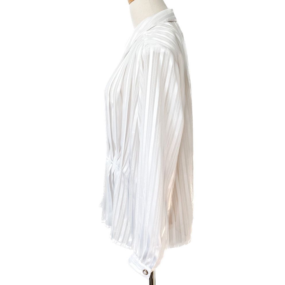 Vintage Vintage sheer stripe peplum decorative button blouse 10/M Size M / US 6-8 / IT 42-44 - 4 Thumbnail