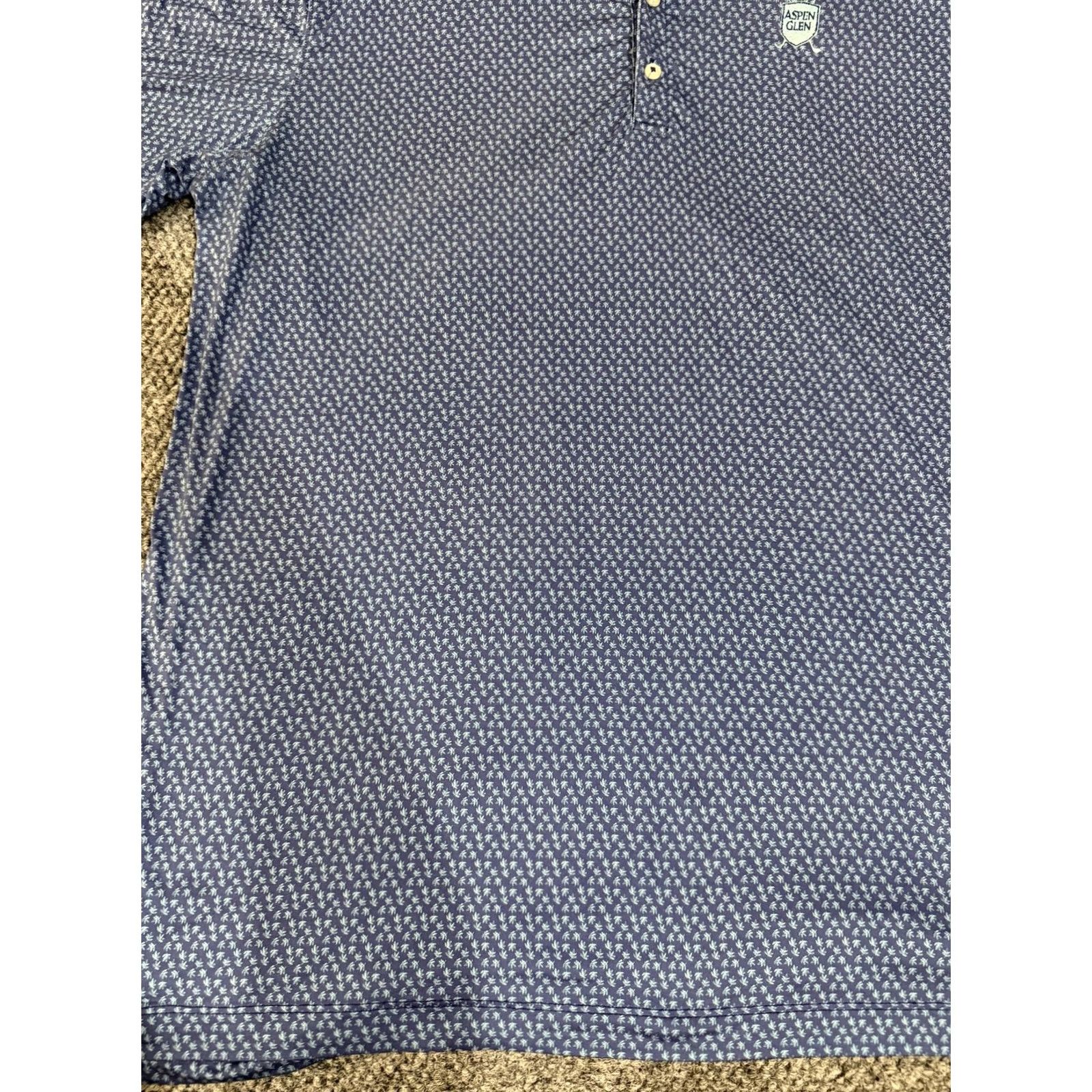johnnie-O johnnie-O Polo Shirt Mens XL Blue Featherweight Aspen Glen Palm Print Golf Shirt Size US XL / EU 56 / 4 - 3 Thumbnail