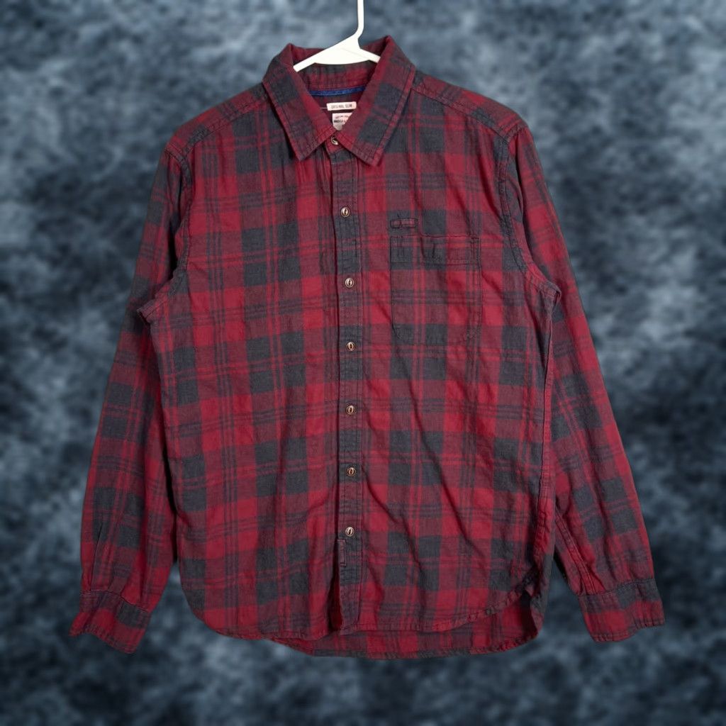 Vintage Bridge & Burn Mens Shirt Slim Fit Plaid 100% Cotton Size M Red Button-Up Long Sleeve Mens Holiday: None Size US M / EU 48-50 / 2 - 1 Thumbnail