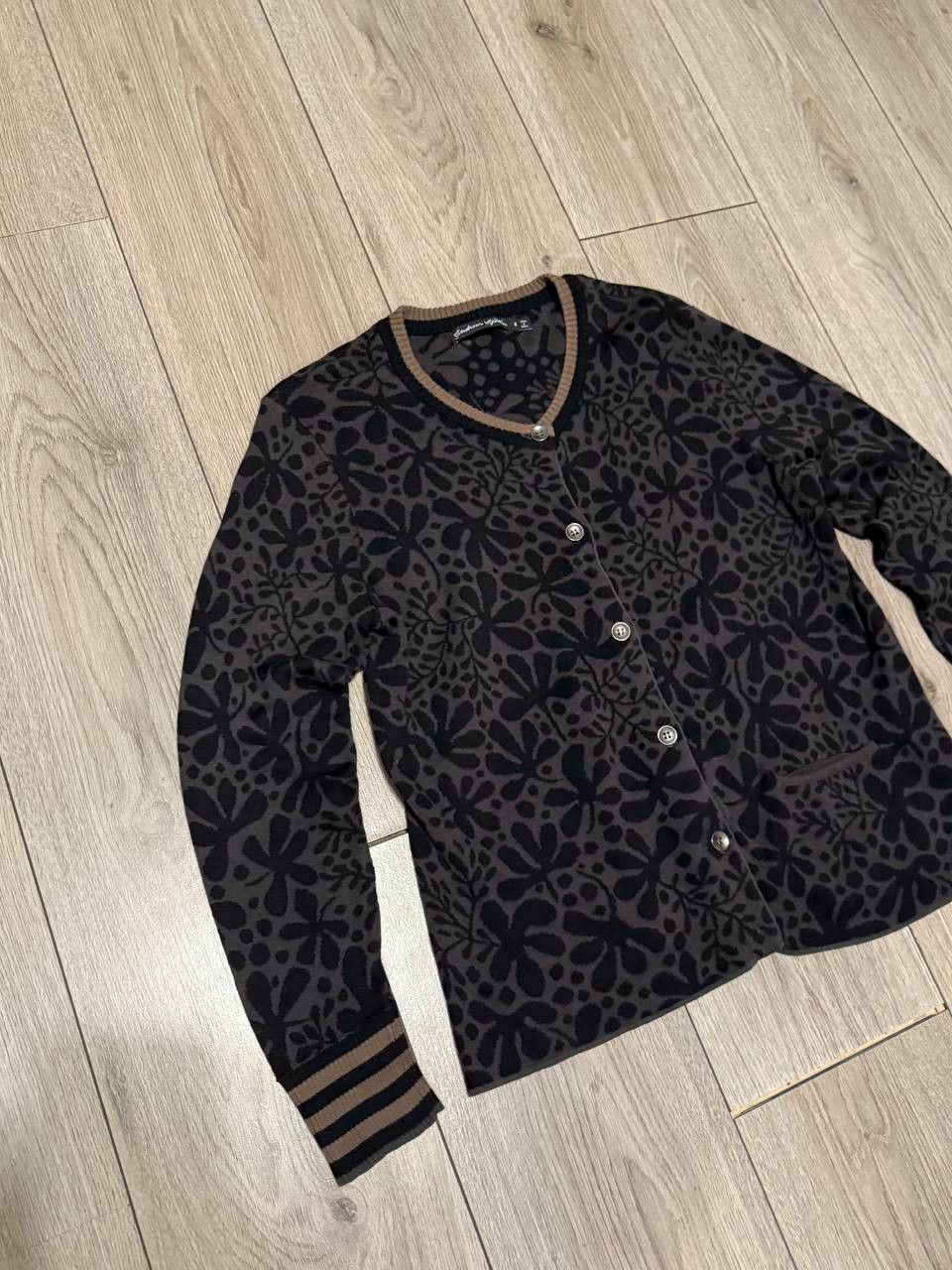 Gudrun Sjoden GUDRUN SJODEN Brown Floral Knit Cardigan Sweater Size S Size S / US 4 / IT 40 - 2 Thumbnail