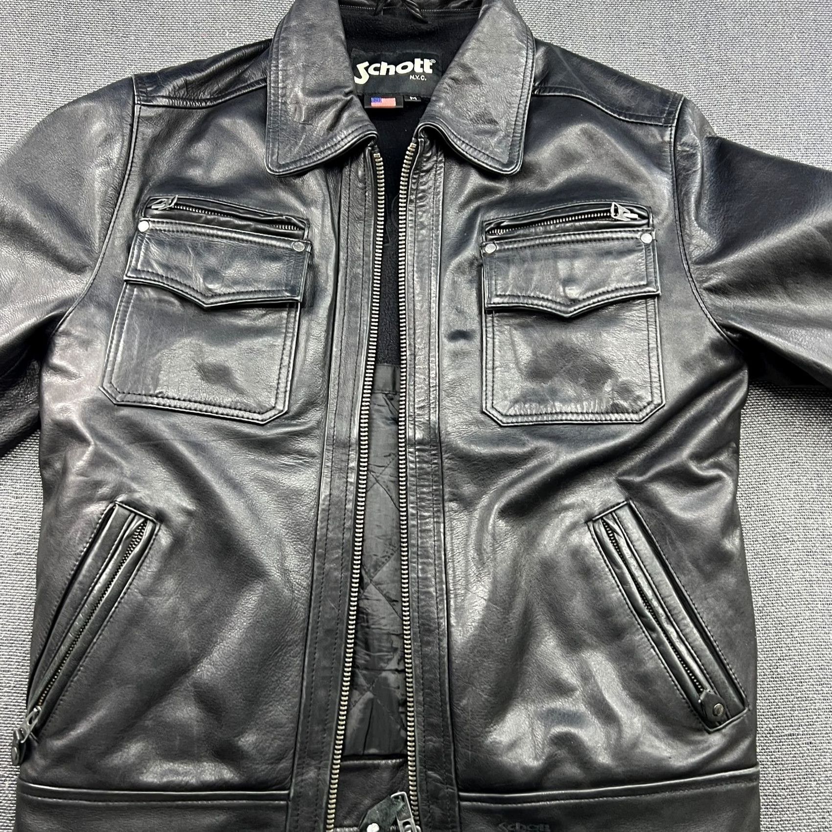 Schott VINTAGE SCHOTT MSG Leather Police Jacket Mens Medium Black Lined USA LC8102 Pockets Mens Brown? Size US M / EU 48-50 / 2 - 2 Thumbnail