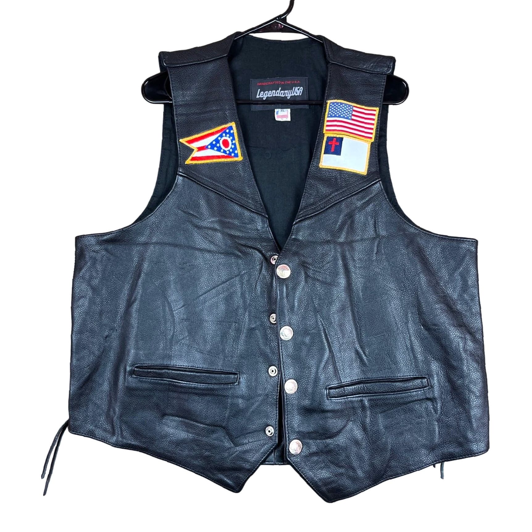 Vintage VINTAGE Legendary USA Mens Vest Black Bikercore Leather Handcrafted in USA Biker XL Size US XL / EU 56 / 4 - 2 Thumbnail