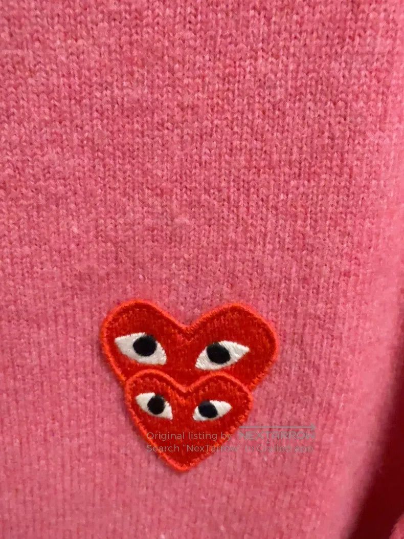 Comme des Garcons Comme Des Garcons Pink Double Heart Women's Woolen Cardiga Size M / US 6-8 / IT 42-44 - 3 Thumbnail