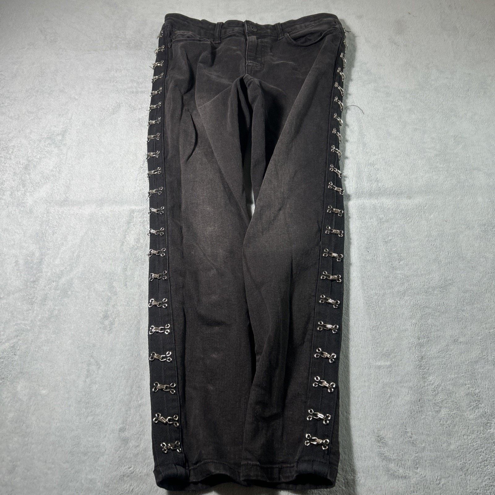 Blackhawk! Y2k 2000s Metal Hook Studs Jeans Ws 9 Skater Grunge Gothic Size 30" / US 8 / IT 44 - 12 Thumbnail