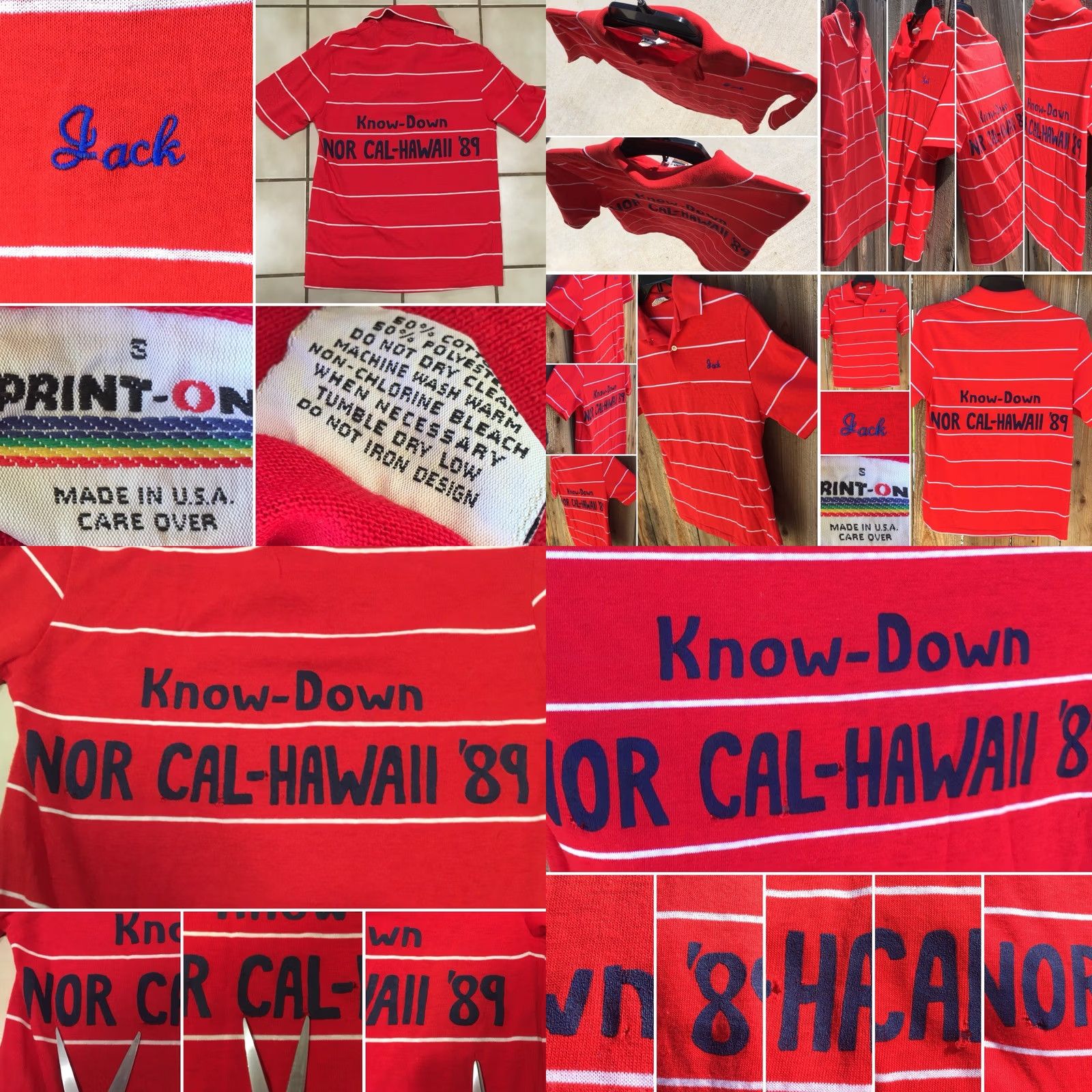 Vintage VINTAGE NOR CAL-HAWAII ‘89 Know-Down Polo Shirt S Jack 80s 1980s Red Stripe Print-Ons Nike Shirt Size US S / EU 44-46 / 1 - 8 Thumbnail