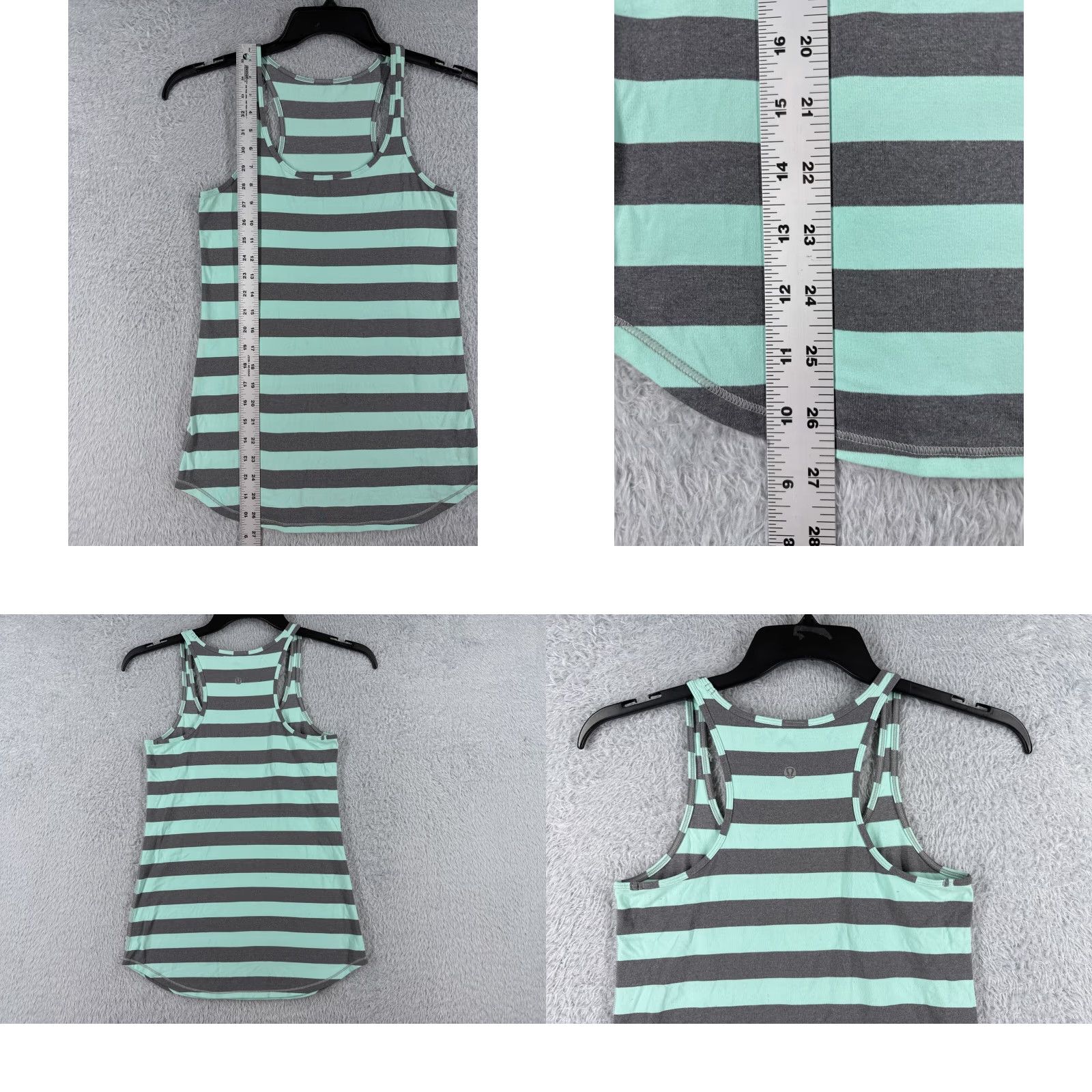 Lululemon Lululemon Shirt Women 4 Teal Gray Stripe Refresh Racer Tank Luon Light W1I09S Size S / US 4 / IT 40 - 8 Thumbnail