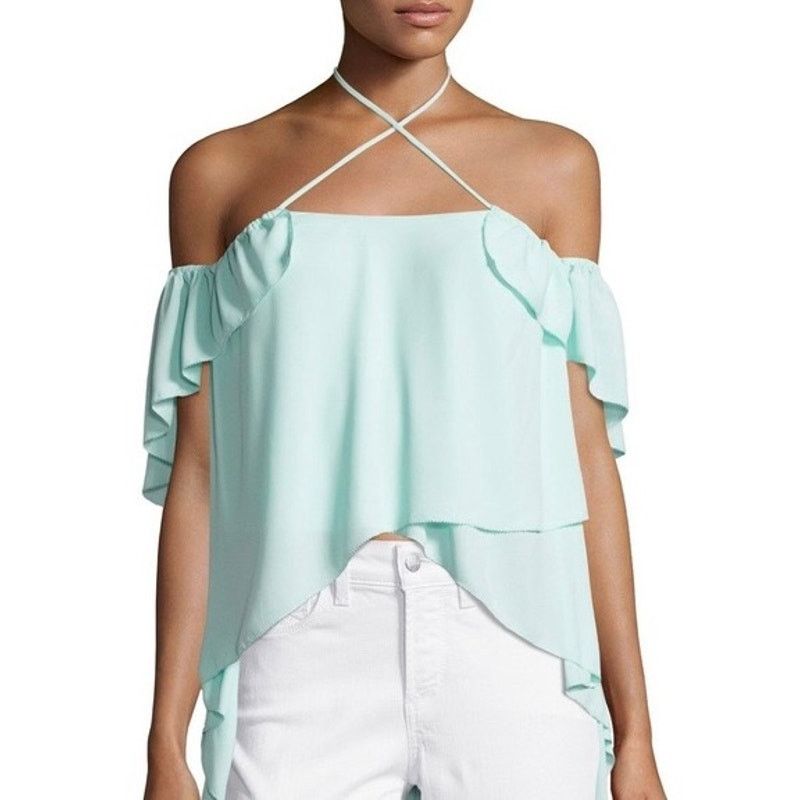 Cinq a Sept Cinq A Sept Carla Aruba Cold-Shoulder Crossover Halter Top Size S / US 4 / IT 40 - 2 Thumbnail