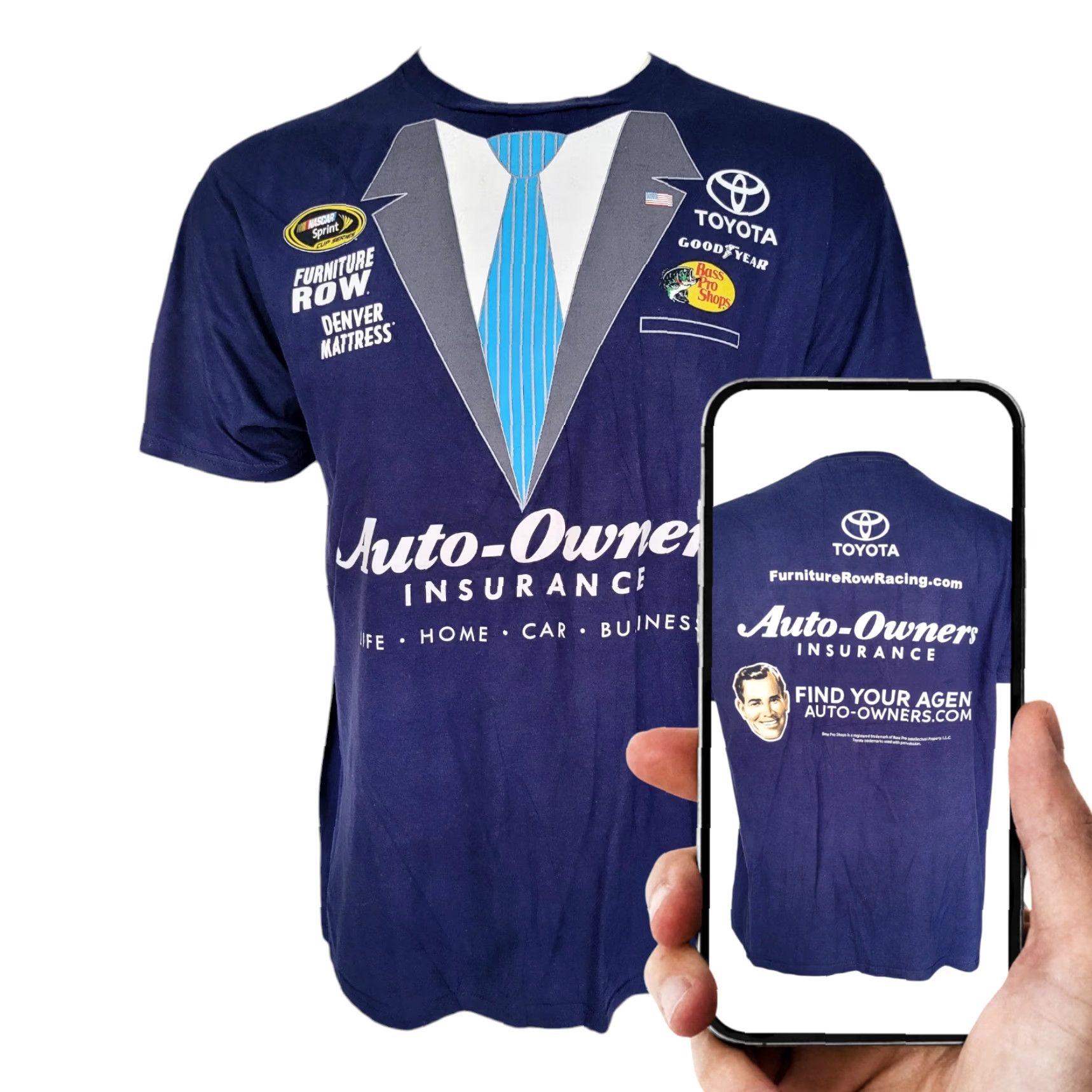 Vintage VINTAGE Fanatics NASCAR T-Shirt - Navy Blue - 100% Cotton - Short Sleeve - XL - Men’s Size US XL / EU 56 / 4 - 2 Thumbnail