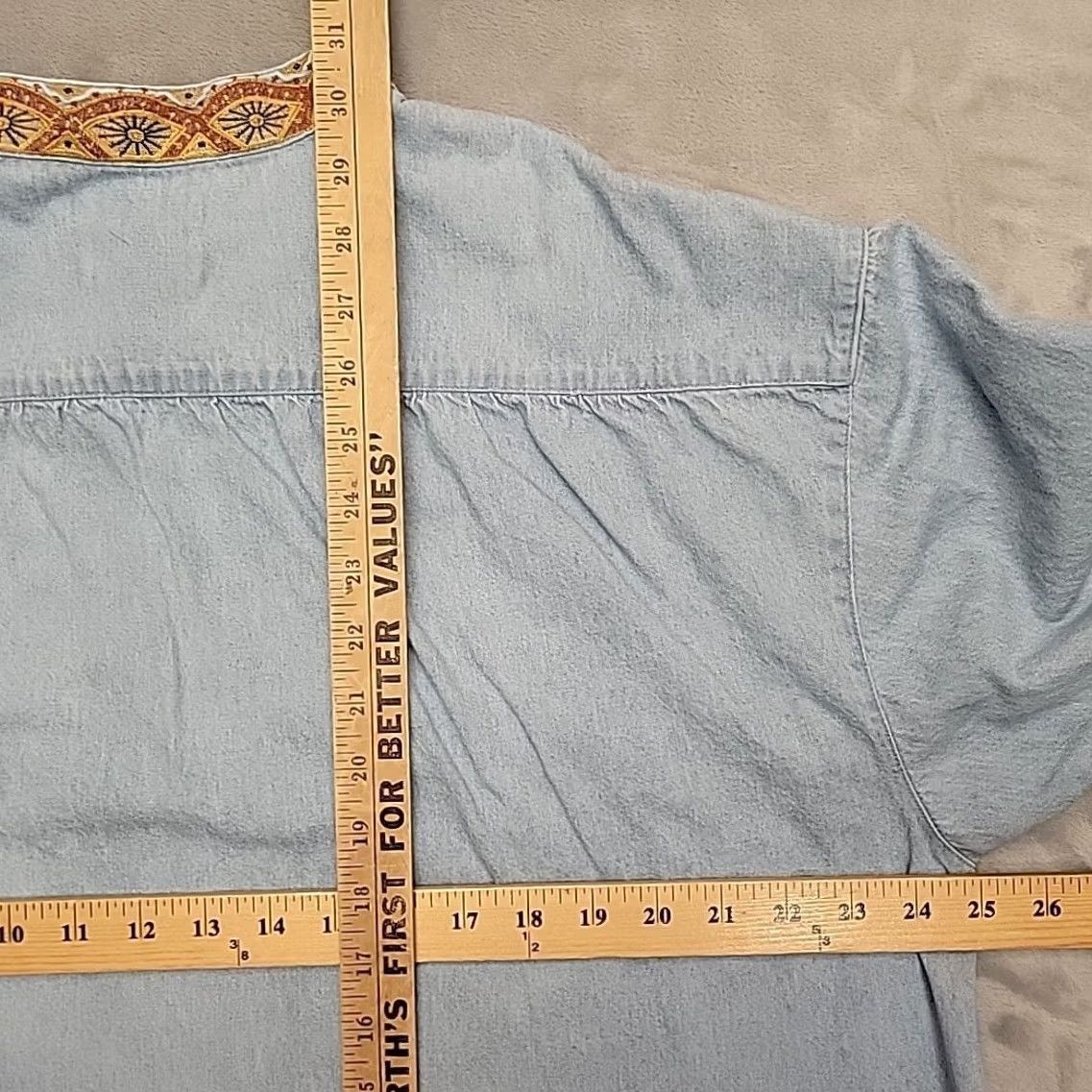 Denime VINTAGE Cambridge Shirt Womens 16 Blue Denim Embroidered Western Boho USA Shirt Ladies 16 Blue Denim Embroidered Western Boho USA Womens Size XXL / US 16-18 / IT 52-54 - 7 Thumbnail