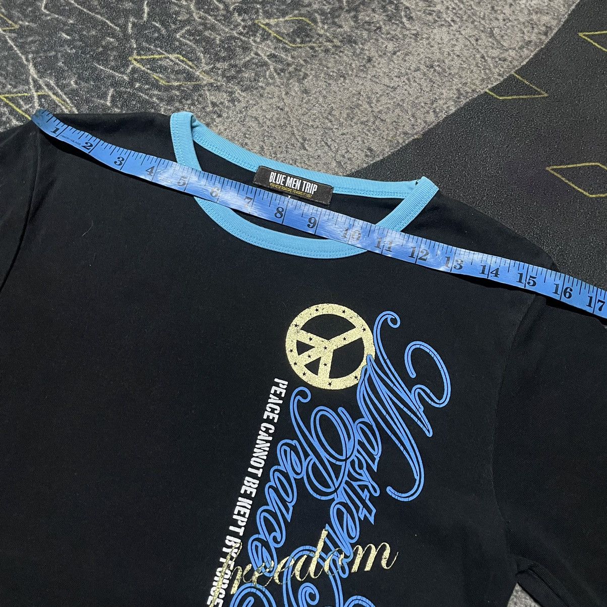 Other 💥Blue Men Trip Peace Quotes Longsleve Tees Size US S / EU 44-46 / 1 - 6 Thumbnail