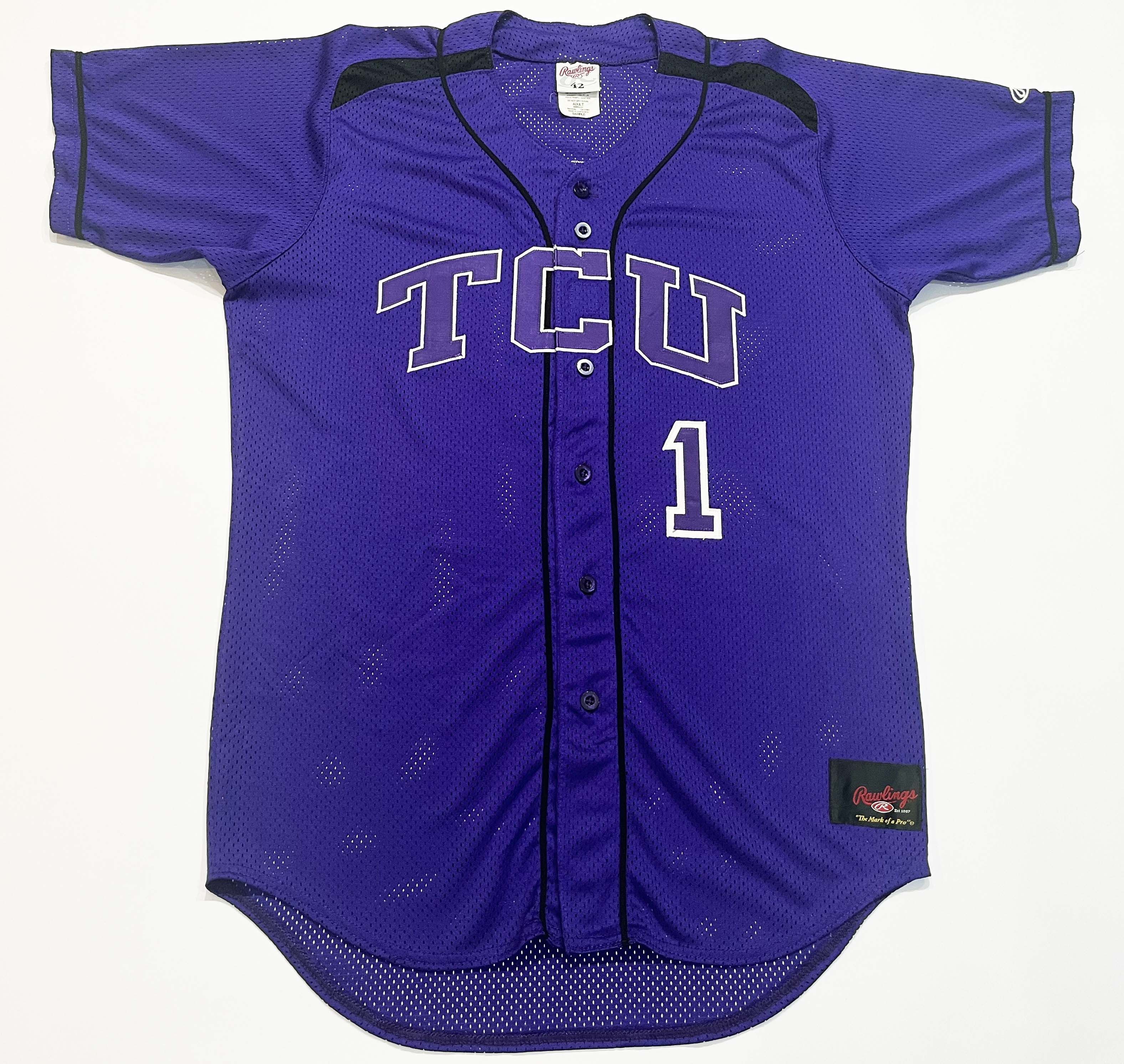 MLB Vintage Rawlings TCU Horned Frogs #1 NCAA Baseball Jersey Size US L / EU 52-54 / 3 - 1 Thumbnail