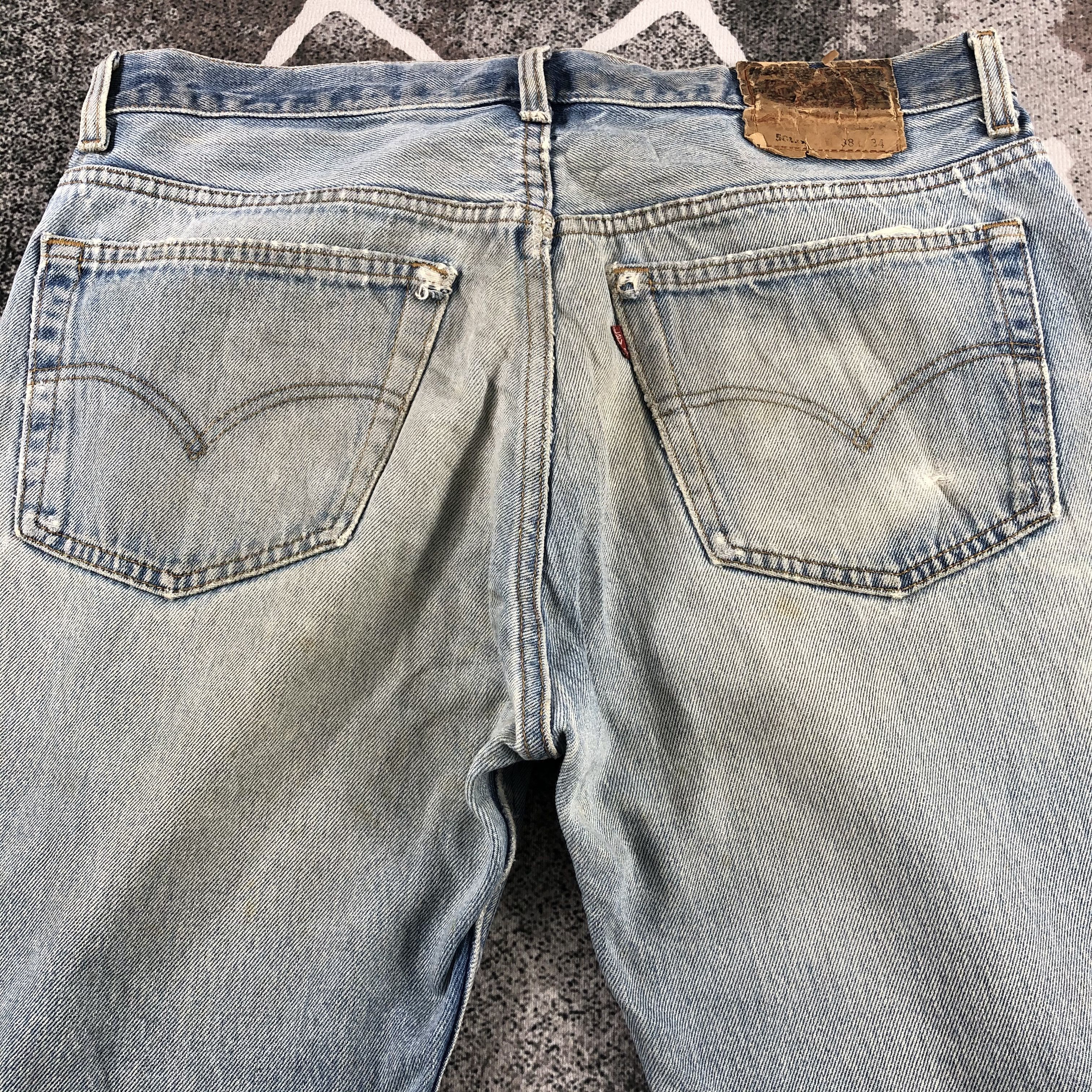 Levi's Vintage 90s Levi's 501 Jeans Distressed Denim KJ889 Size US 36 / EU 52 - 4 Thumbnail