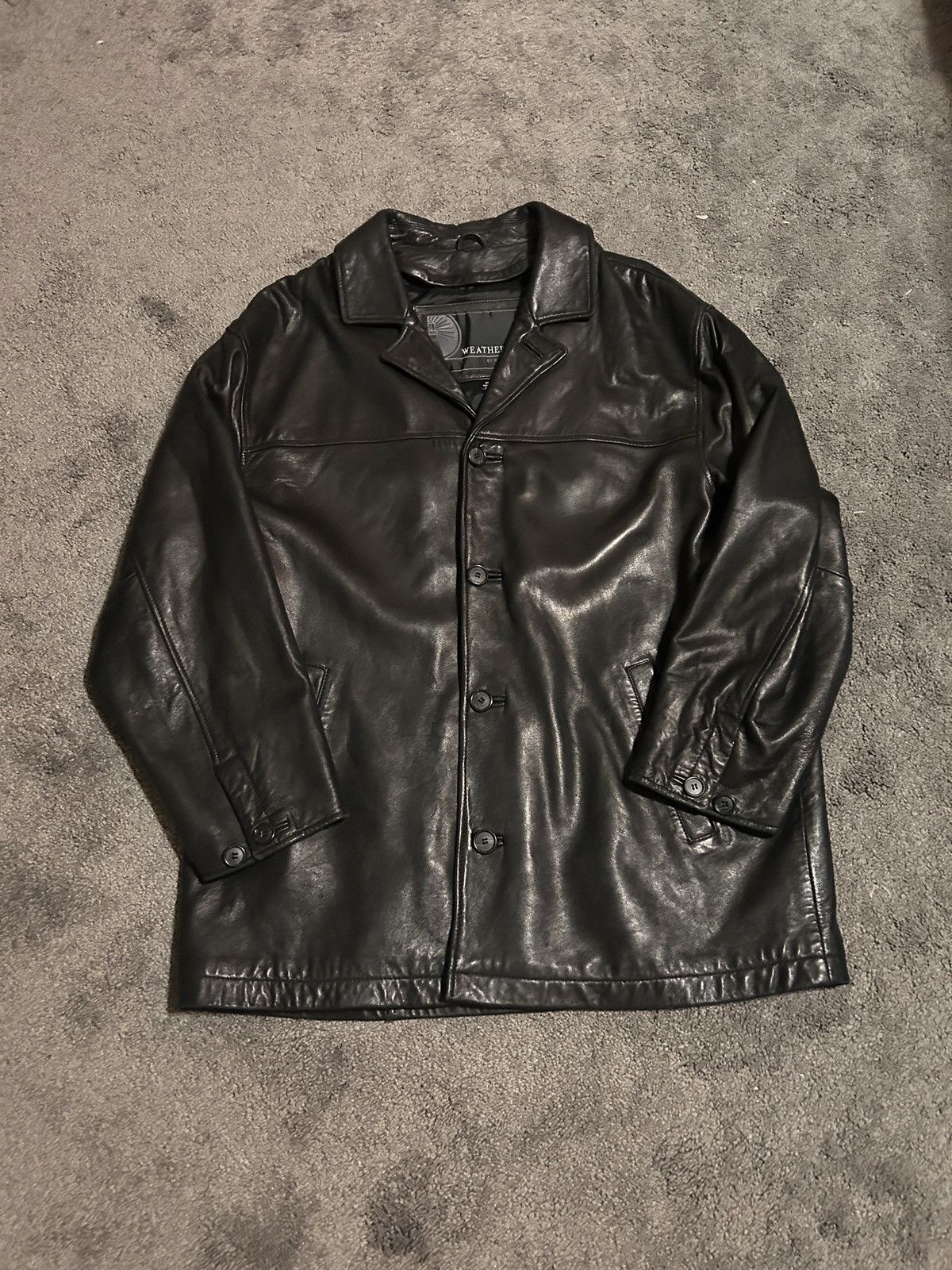Vintage Vintage Black Leather Military Peacoat Size US L / EU 52-54 / 3 - 1 Thumbnail