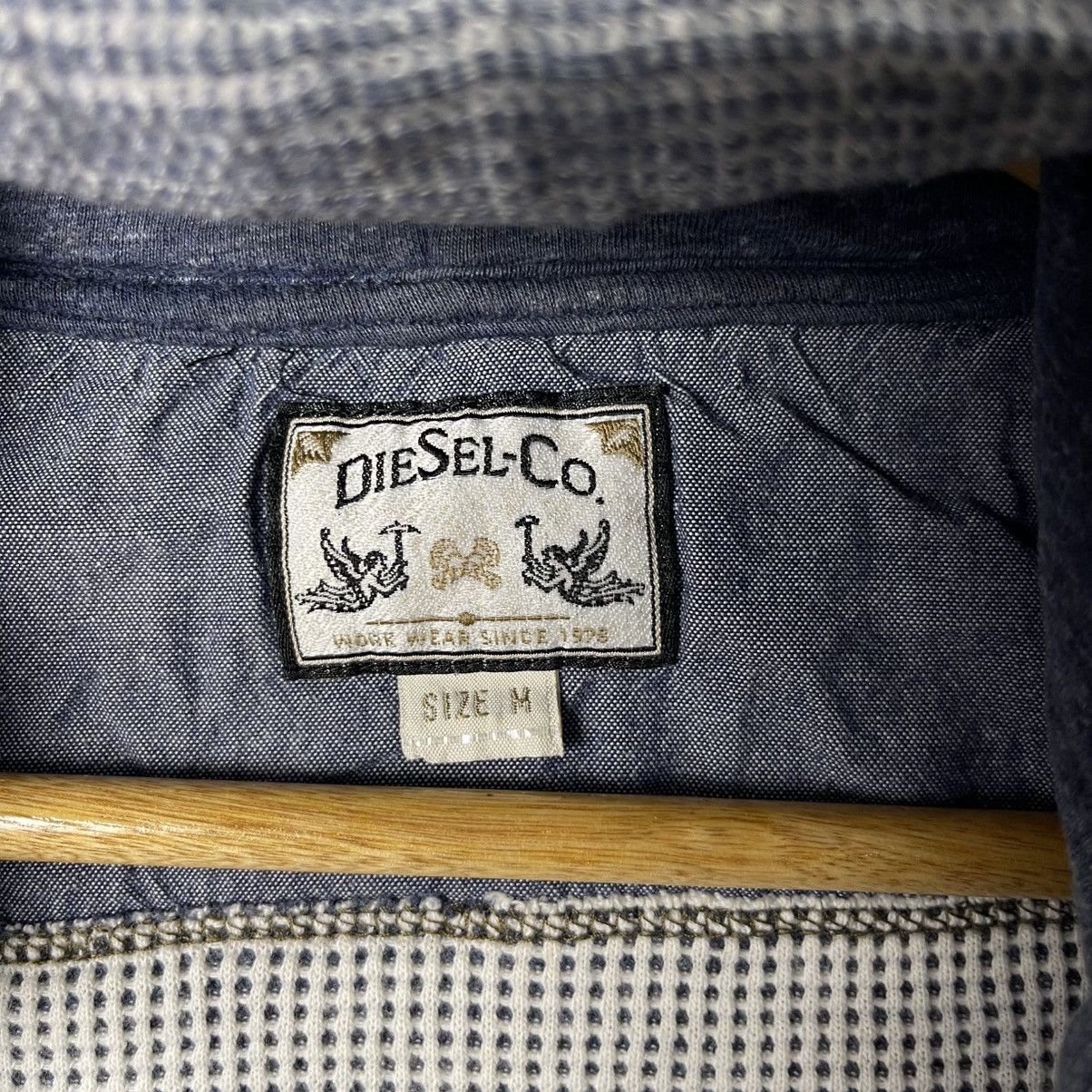 Diesel Diesel Co. Zip-Up Hoodie – Blue/Grey Waffle Knit Size US M / EU 48-50 / 2 - 9 Thumbnail