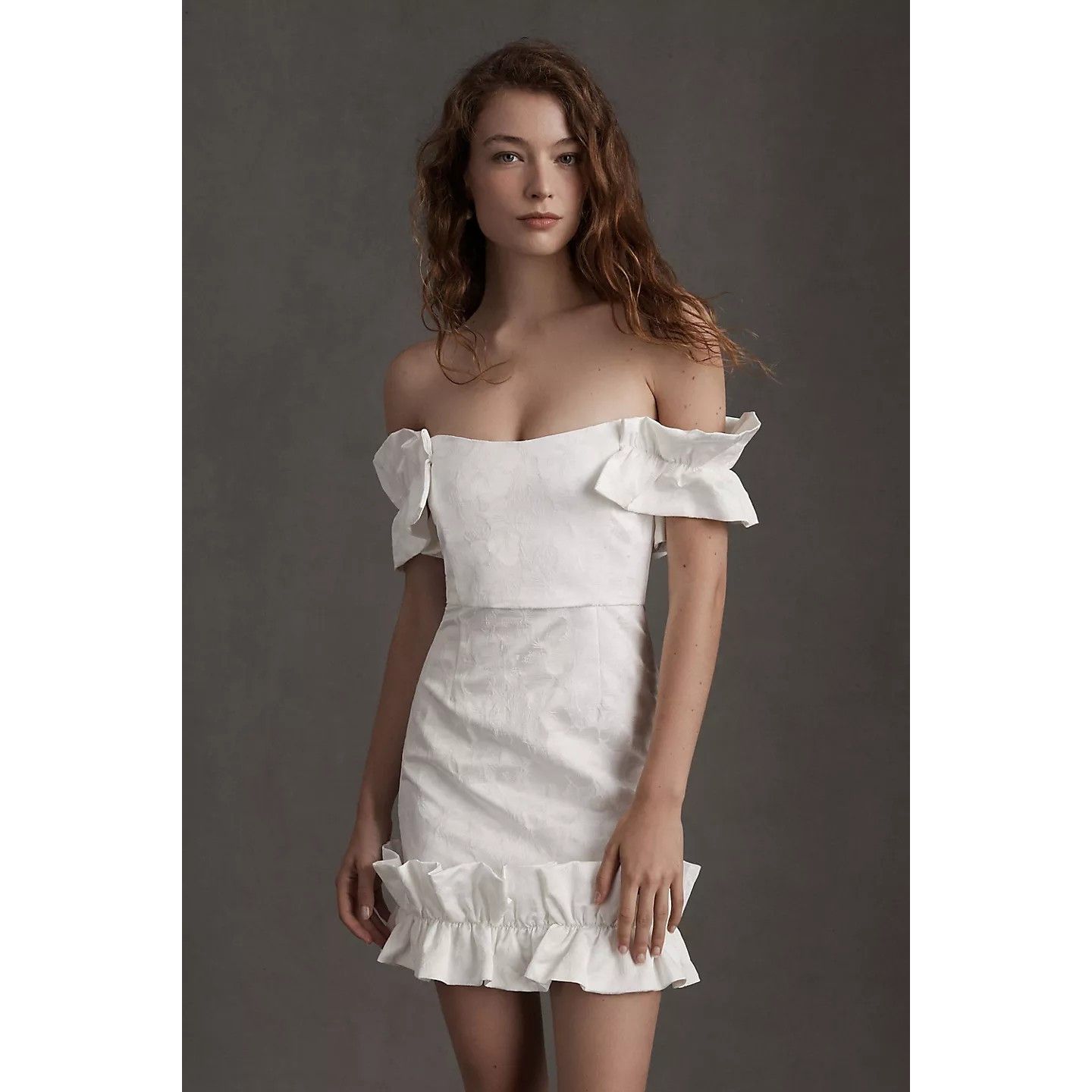 image of New Anthropologie V. Chapman Hollyhock Ruffled Corset Mini 4 in White, Women's (Size Small)