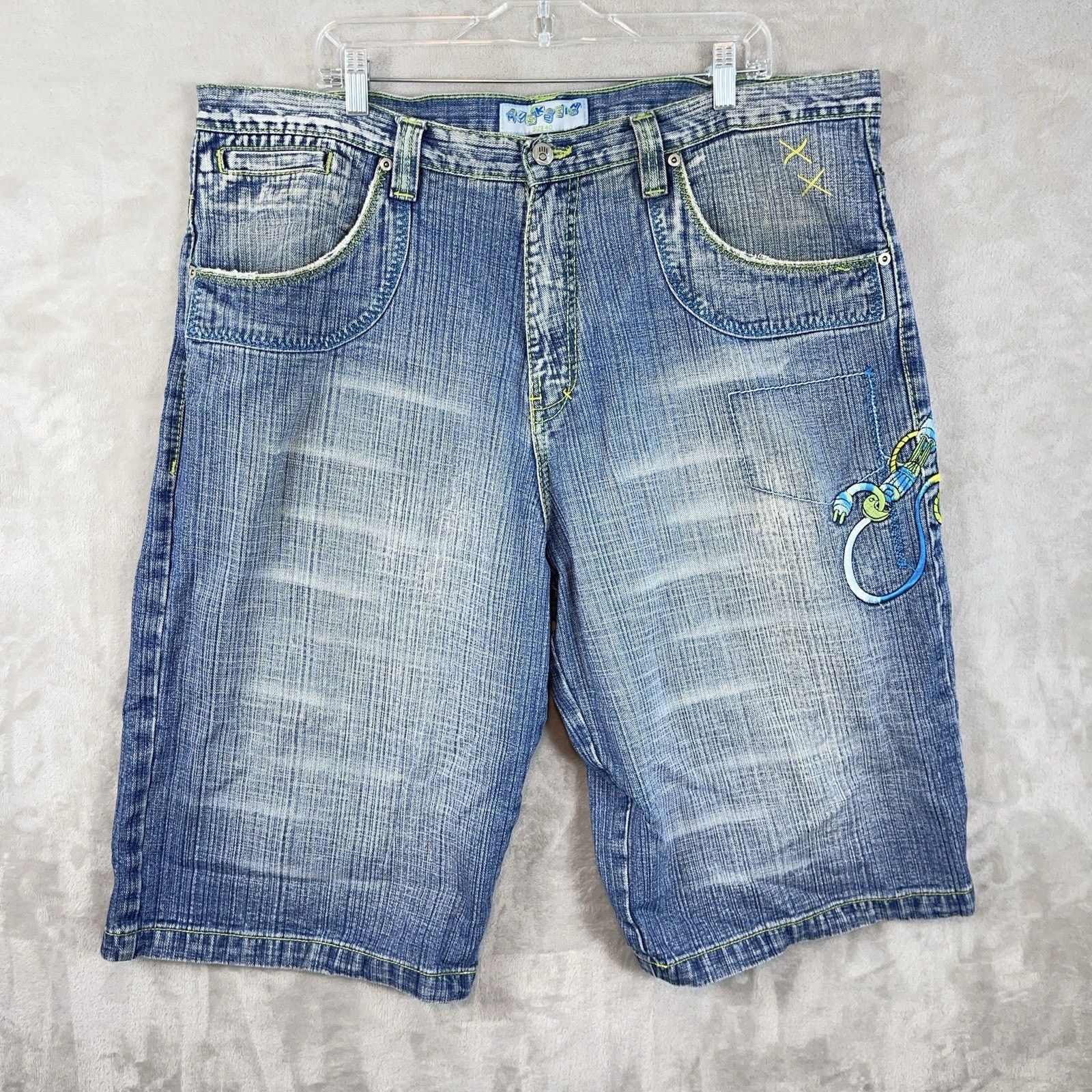Other Y2K Miskeen Originals Baggy Robot Denim Shorts Mens 40 Size US 40 / EU 56 - 1 Thumbnail