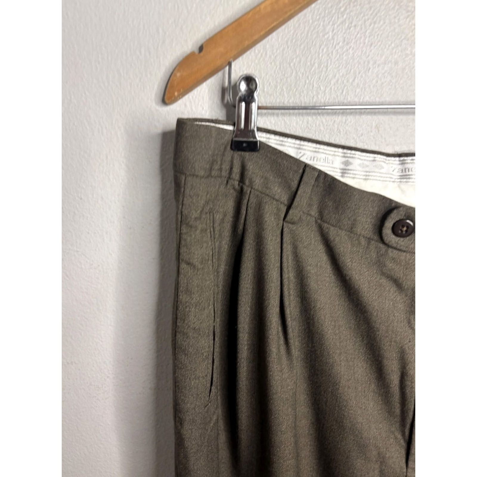 Zanella Zanella Pants Mens 38 Brown Wool Pleated Dress Trouser Italy Nordstrom Size US 38 / EU 54 - 2 Thumbnail