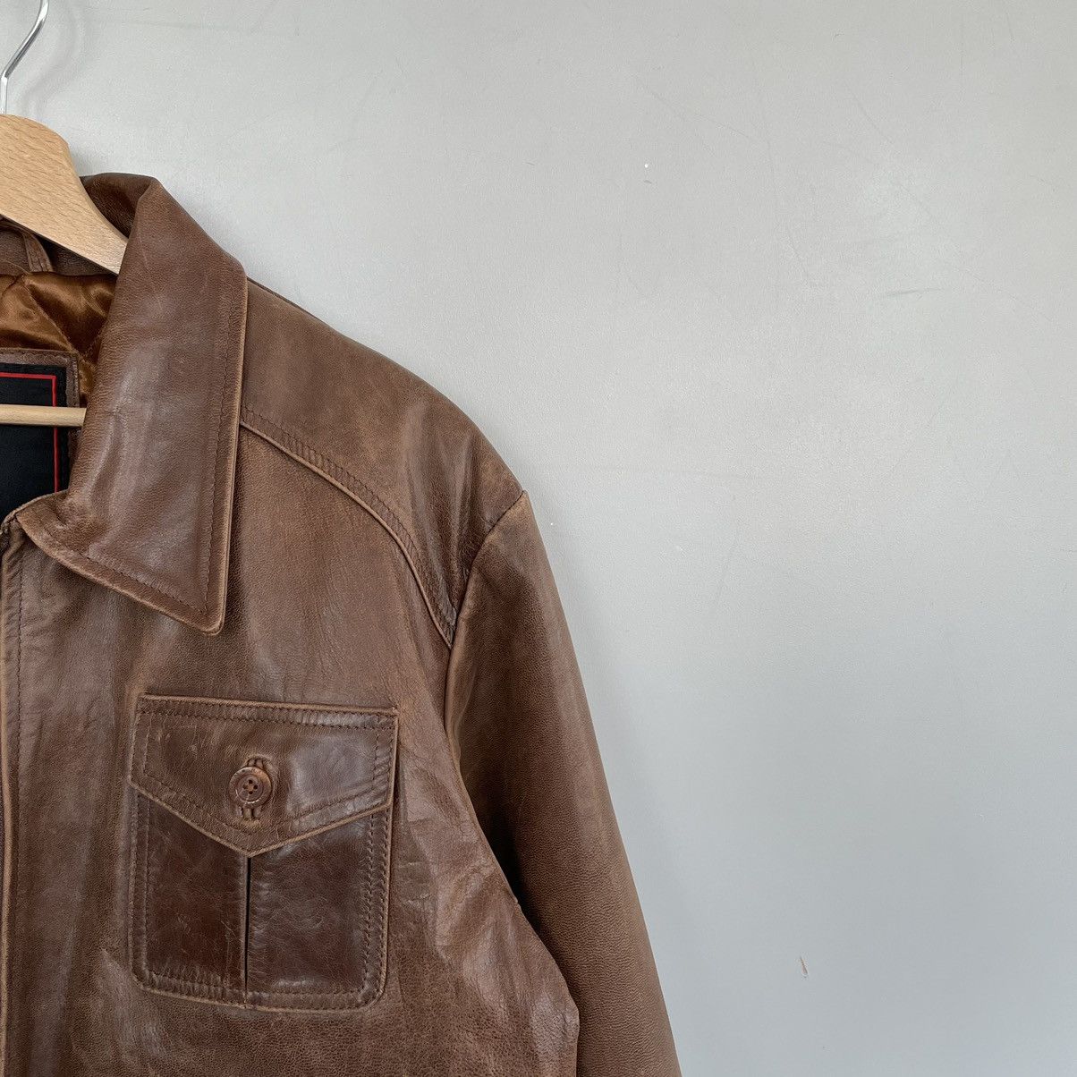 Vintage Vintage distressed leather jacket AMERICAN BASE New York Size US XL / EU 56 / 4 - 5 Thumbnail