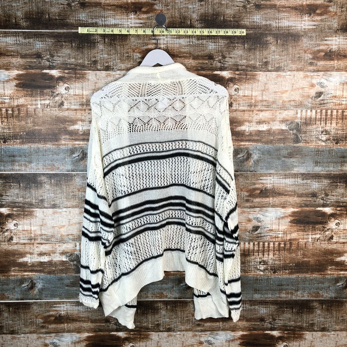 Japanese Brand × OVER THE STRiPES Ledual Stripe Cardigan crochet meshnet Knitwear #A1347 Size US XL / EU 56 / 4 - 12 Thumbnail
