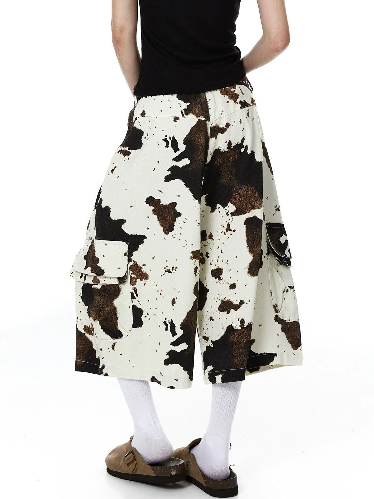 Other Cow-Print Camo Curved 7/8 Wide-Leg Jorts Shorts Size US 30 / EU 46 - 5 Thumbnail
