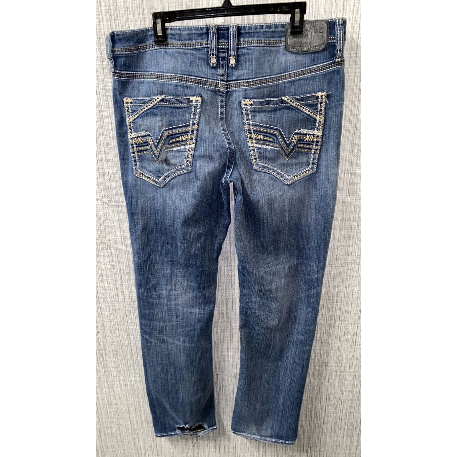Vintage Salvage Jeans Denim Zip Fly Blue 37 x 32 Mens Regular Size 37 Inseam 32 Men Size US 37 - 2 Thumbnail