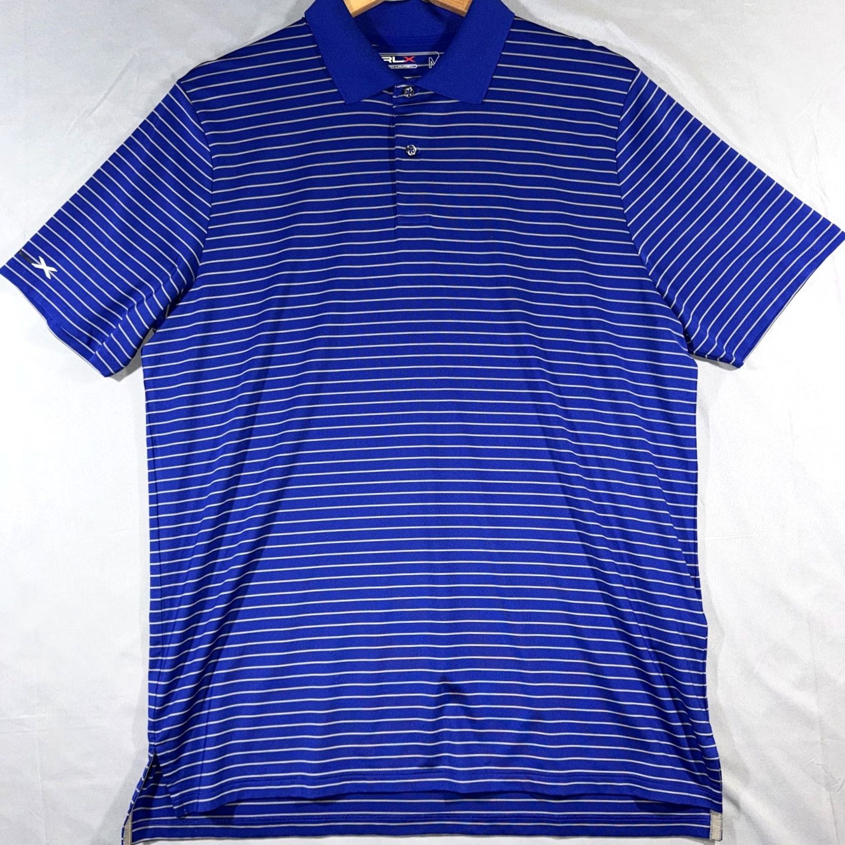 Polo Ralph Lauren RLX Ralph Lauren Polo Shirt Mens M Blue Stripe Golf Performance Short Sleeve Size US M / EU 48-50 / 2 - 2 Thumbnail