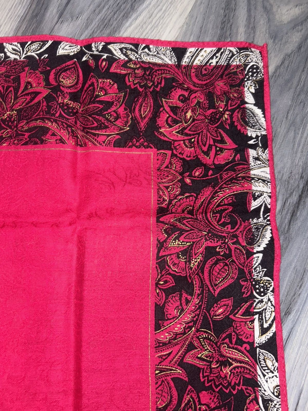 Yves Saint Laurent Vintage YSL Pink & Black Paisley Pattern Cotton Handkerchief Size ONE SIZE - 8 Thumbnail