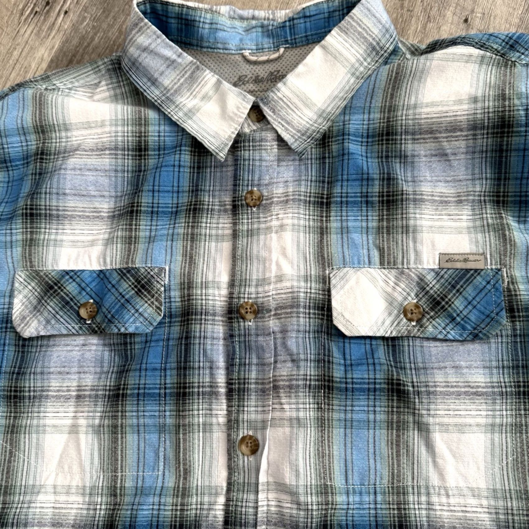 Eddie Bauer VINTAGE: No Eddie Bauer Shirt Mens 2XL Blue Plaid Outdoors Vented Button Up Fishing S/S Size US XXL / EU 58 / 5 - 3 Thumbnail