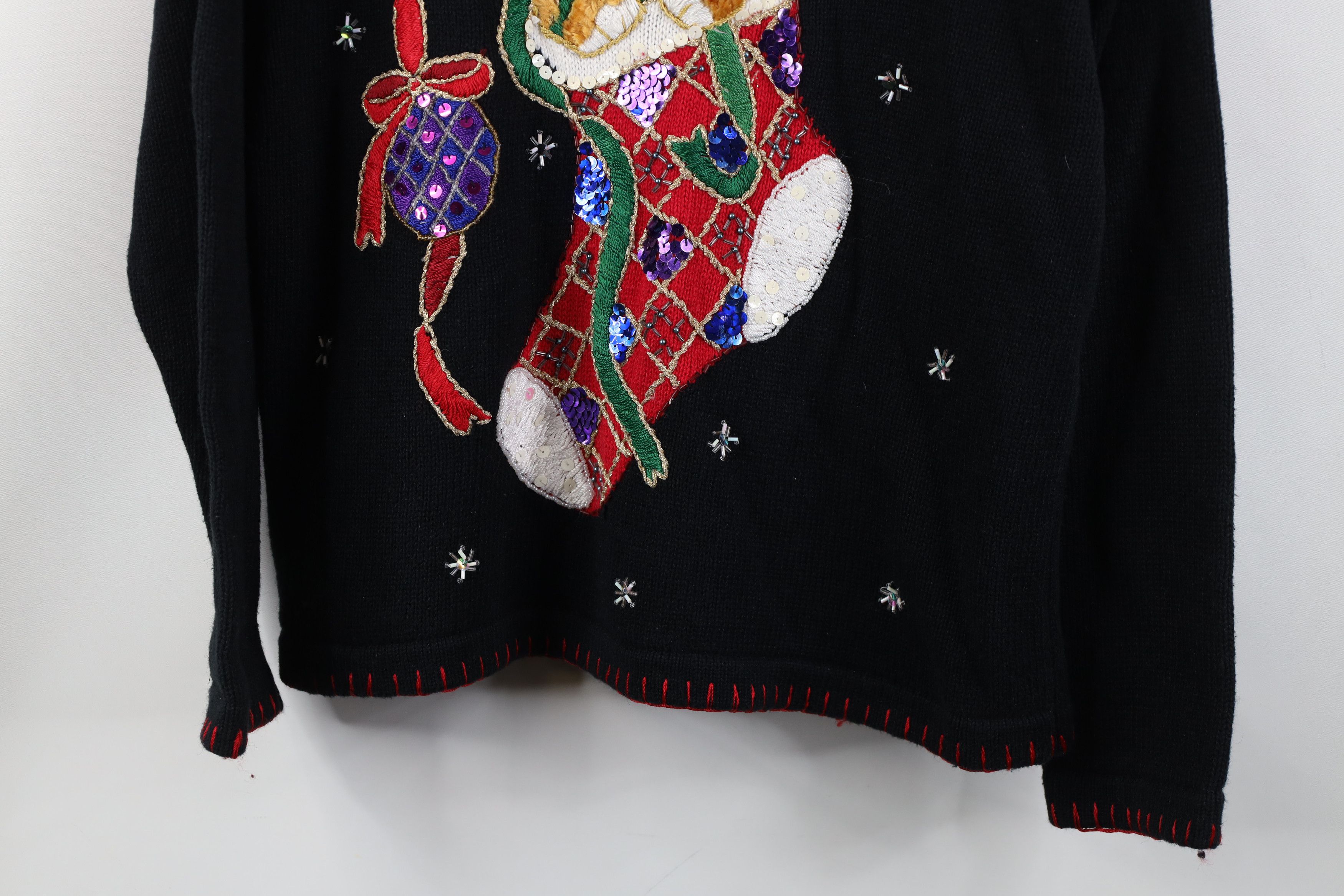 Vintage Vintage 90s Streetwear Stocking Cat Kitten Knit Sweater Size S / US 4 / IT 40 - 3 Thumbnail
