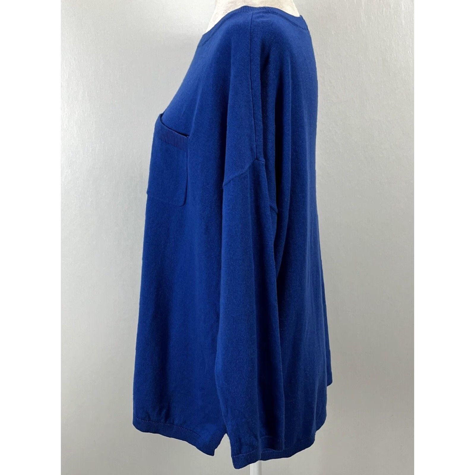 Talbots Talbots Fine Knit Sweater 1XP Plus Petite Blue Wool Cashmere Blend Split Sides Size XL / US 12-14 / IT 48-50 - 2 Thumbnail