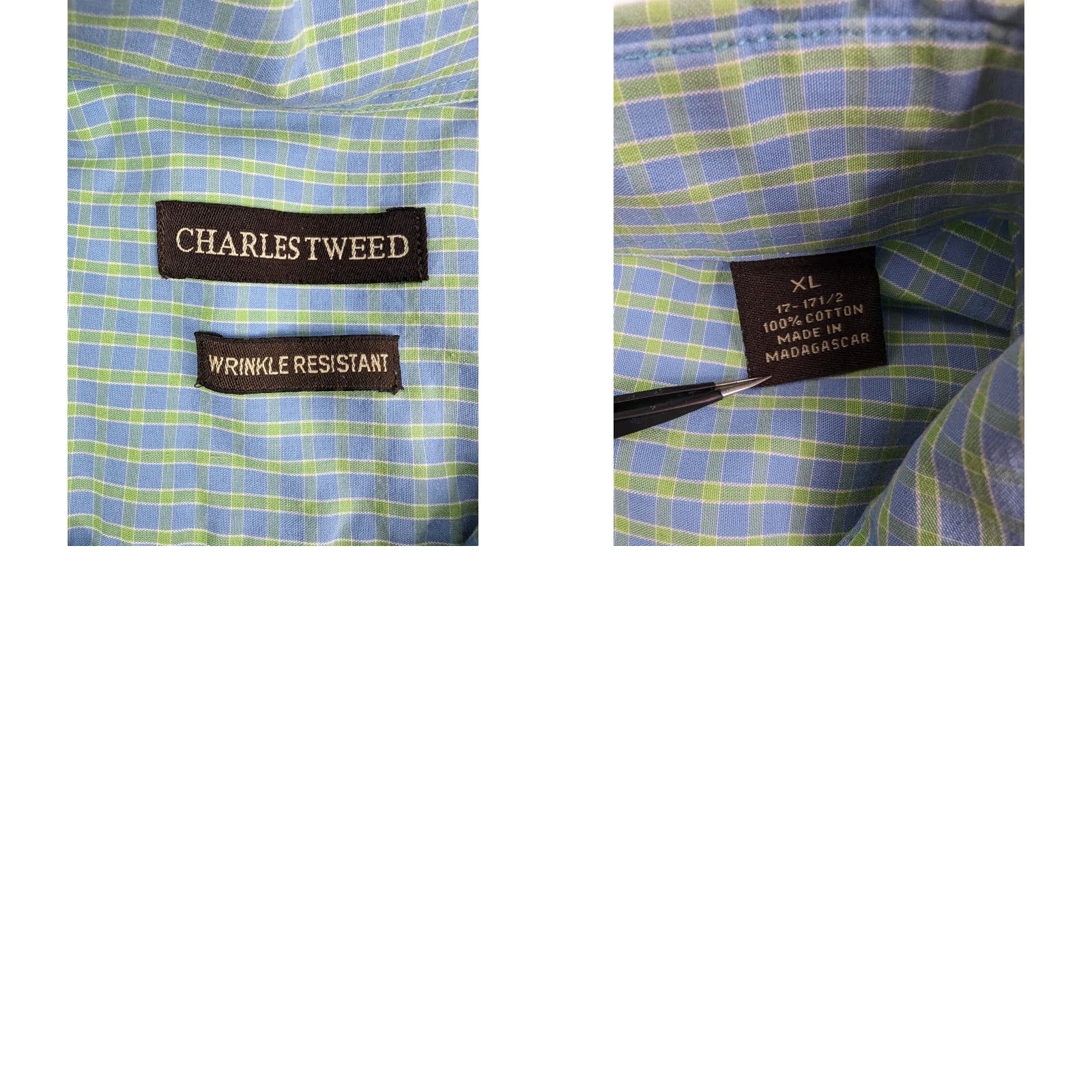 Vintage CHARLES TWEED Shirt XL Wrinkle Resistant Check Short Sleeve Cotton Tweed Button-Up Men Size US XL / EU 56 / 4 - 8 Thumbnail