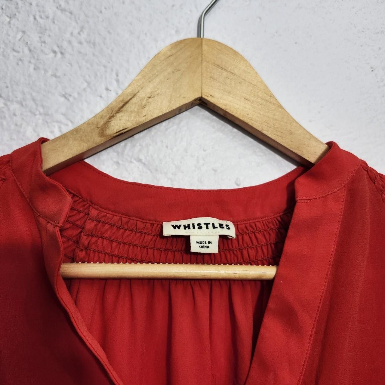 Whistles Whistles Red split neck long sleeve blouse Size M / US 6-8 / IT 42-44 - 3 Thumbnail