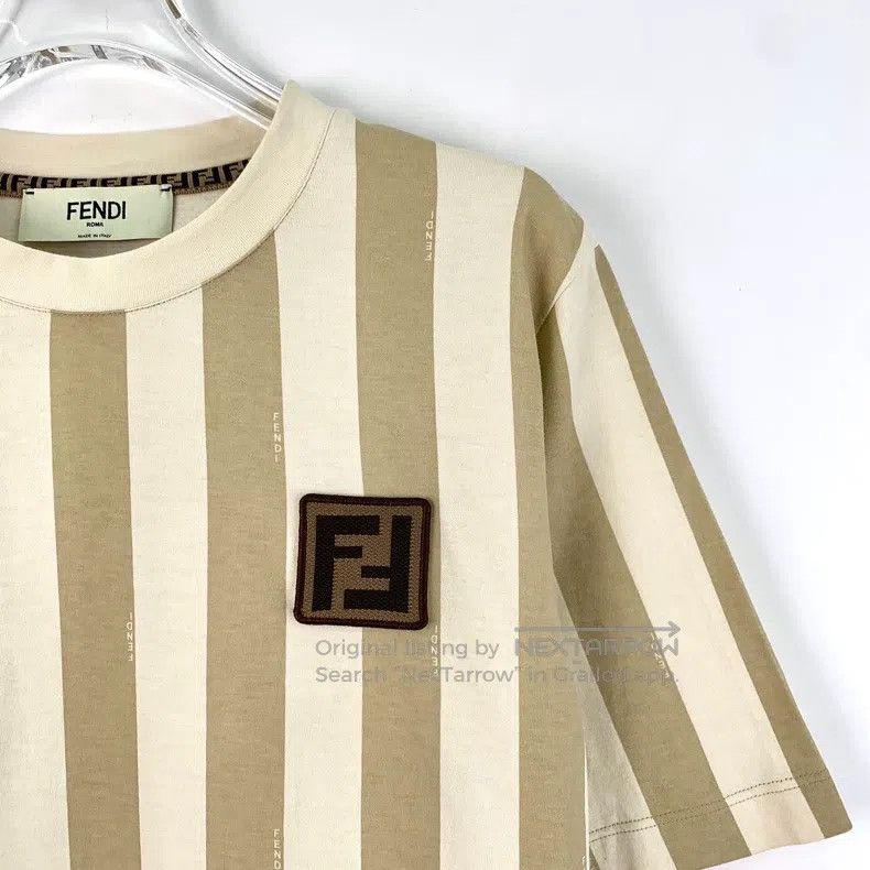 Fendi Fendi Color-Blocked Striped Logo Badge Cotton Crewneck Sho Size S / US 4 / IT 40 - 3 Thumbnail