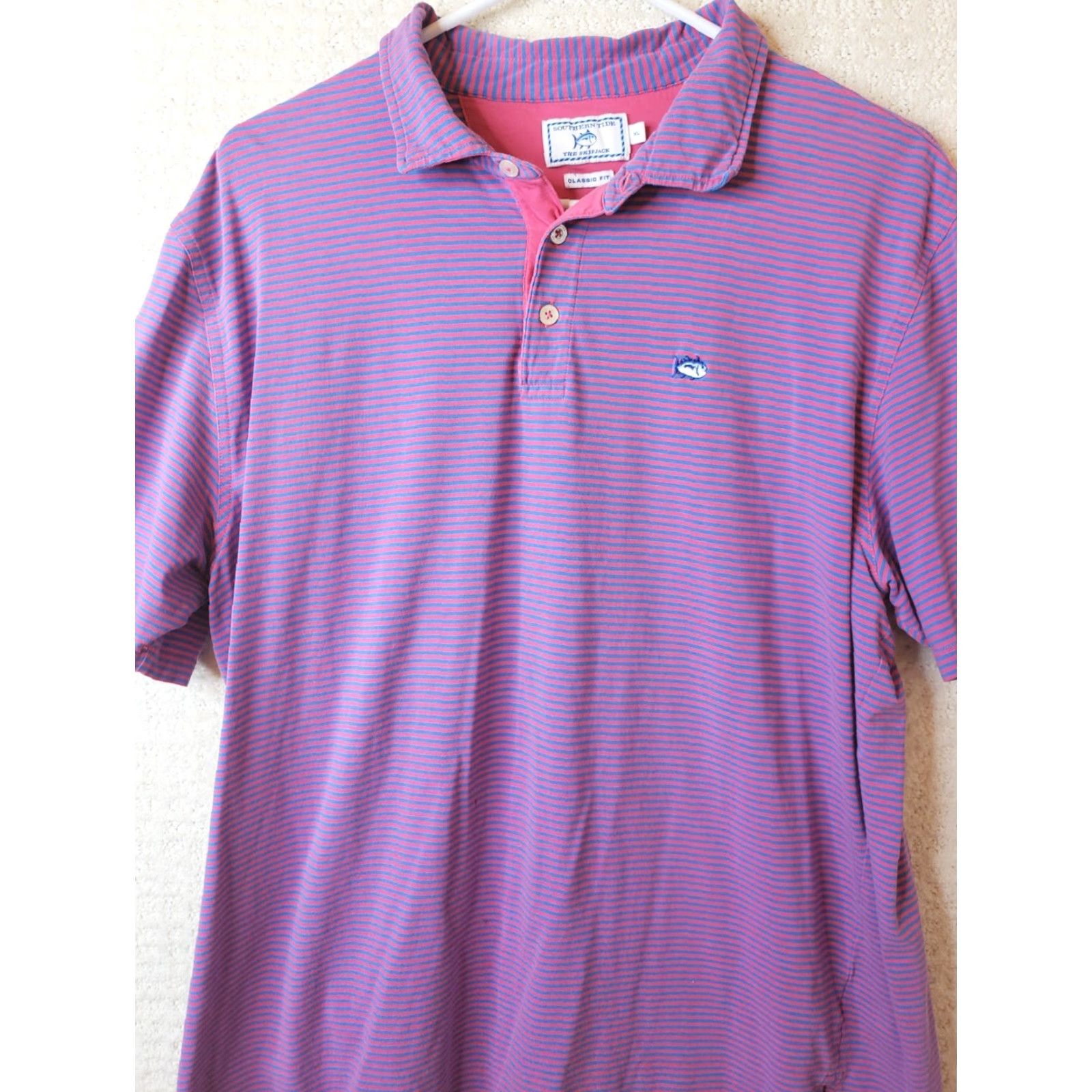 Southern Tide Southern Tide Skipjack Shirt Polo S/S Men XL Striped Pink & Blue Golf Shirt Size US XL / EU 56 / 4 - 2 Thumbnail