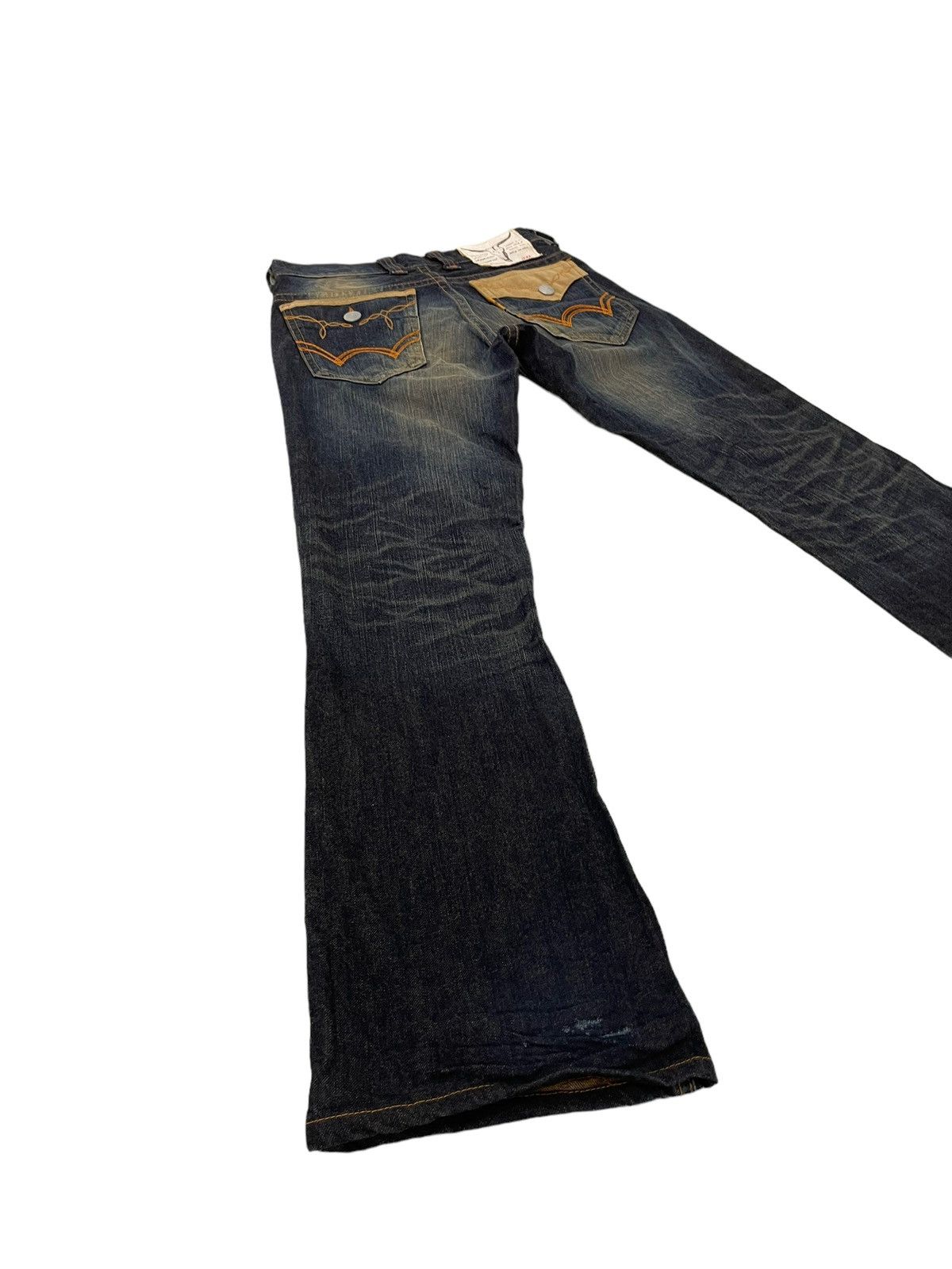 Japanese Brand Flare Jeans Edwin Japan Distress Boot Cut 7🟦3 Size US 31 - 12 Thumbnail