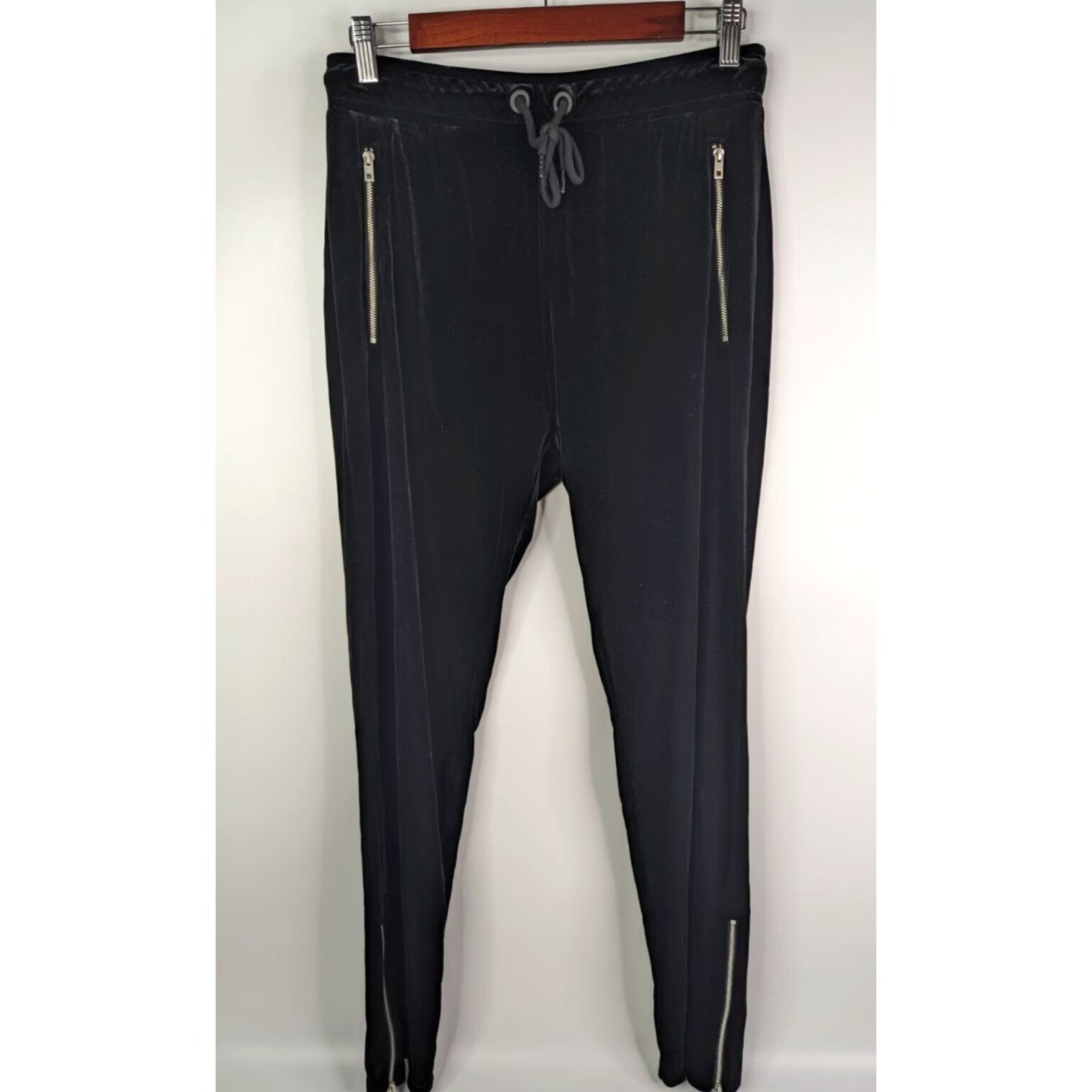 Rag & Bone rag & bone Women’s Black Velour Zip Pockets Drawstring Track Pants S Small Size 28" / US 6 / IT 42 - 2 Thumbnail