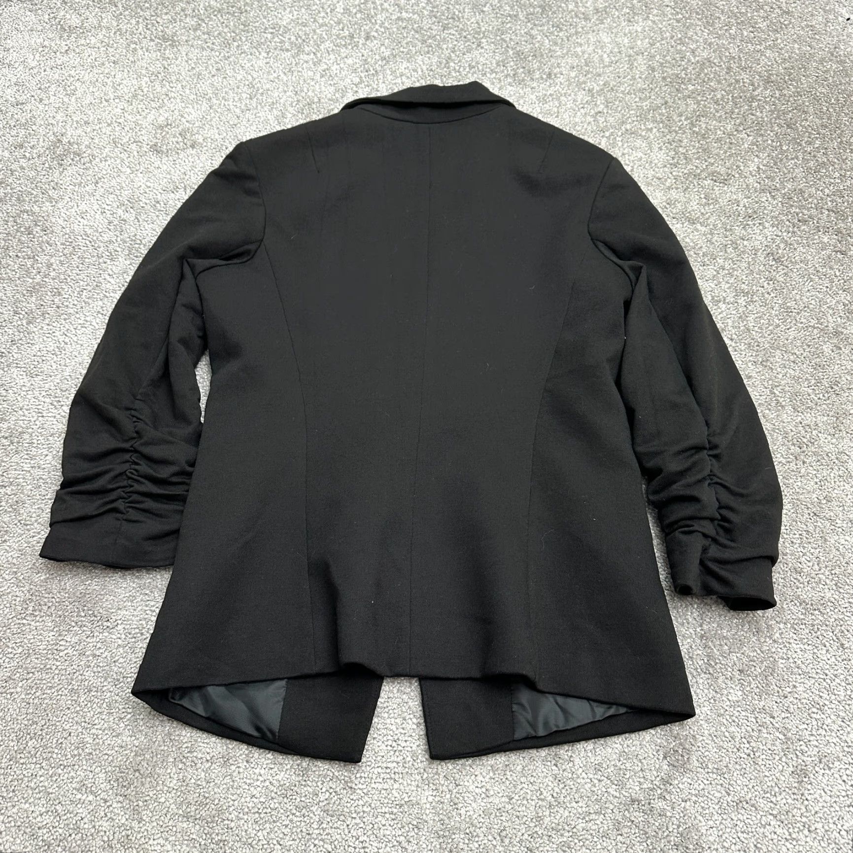 Vintage Gibson Blazer Coat Jacket Womens M Black Single Breasted Ruched Sleeve Work Shirt? Size M / US 6-8 / IT 42-44 - 2 Thumbnail