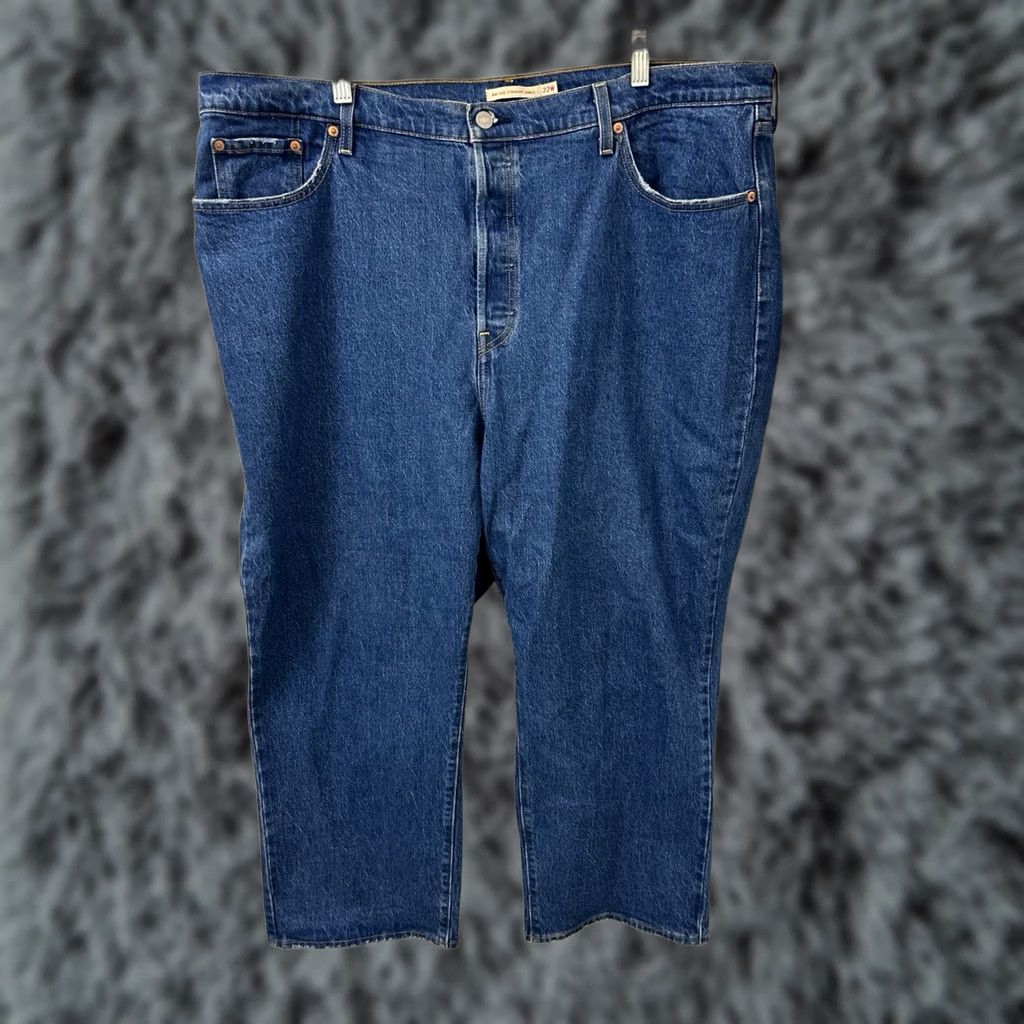 Denime Levi Strauss Co Ribcage Straight Ankle Jeans Womens 44x27 Blue Button Fly Denim Strai ght Size 30" / US 8 / IT 44 - 1 Thumbnail