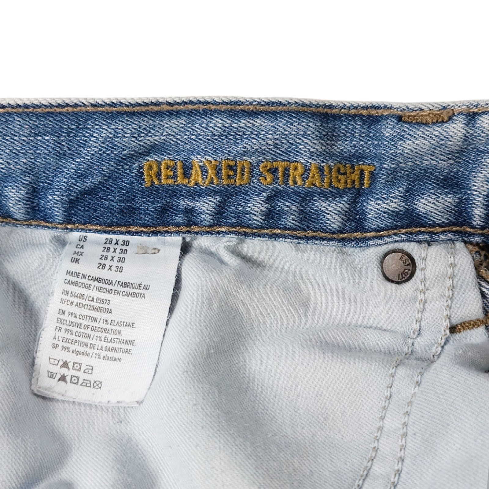 American Eagle Outfitters American Eagle Relaxed Straight Core Flex Denim Jeans 28x29 Size US 28 / EU 44 - 7 Thumbnail