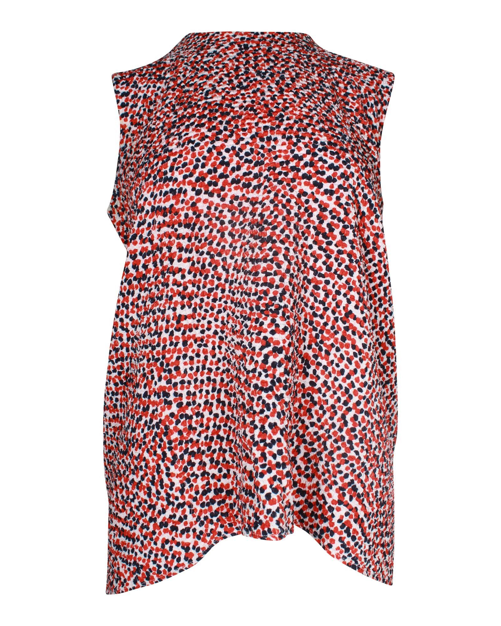 Image of Celine Red Polka Dot Silk Sleeveless Top in Red Print, Women's (Size Small)