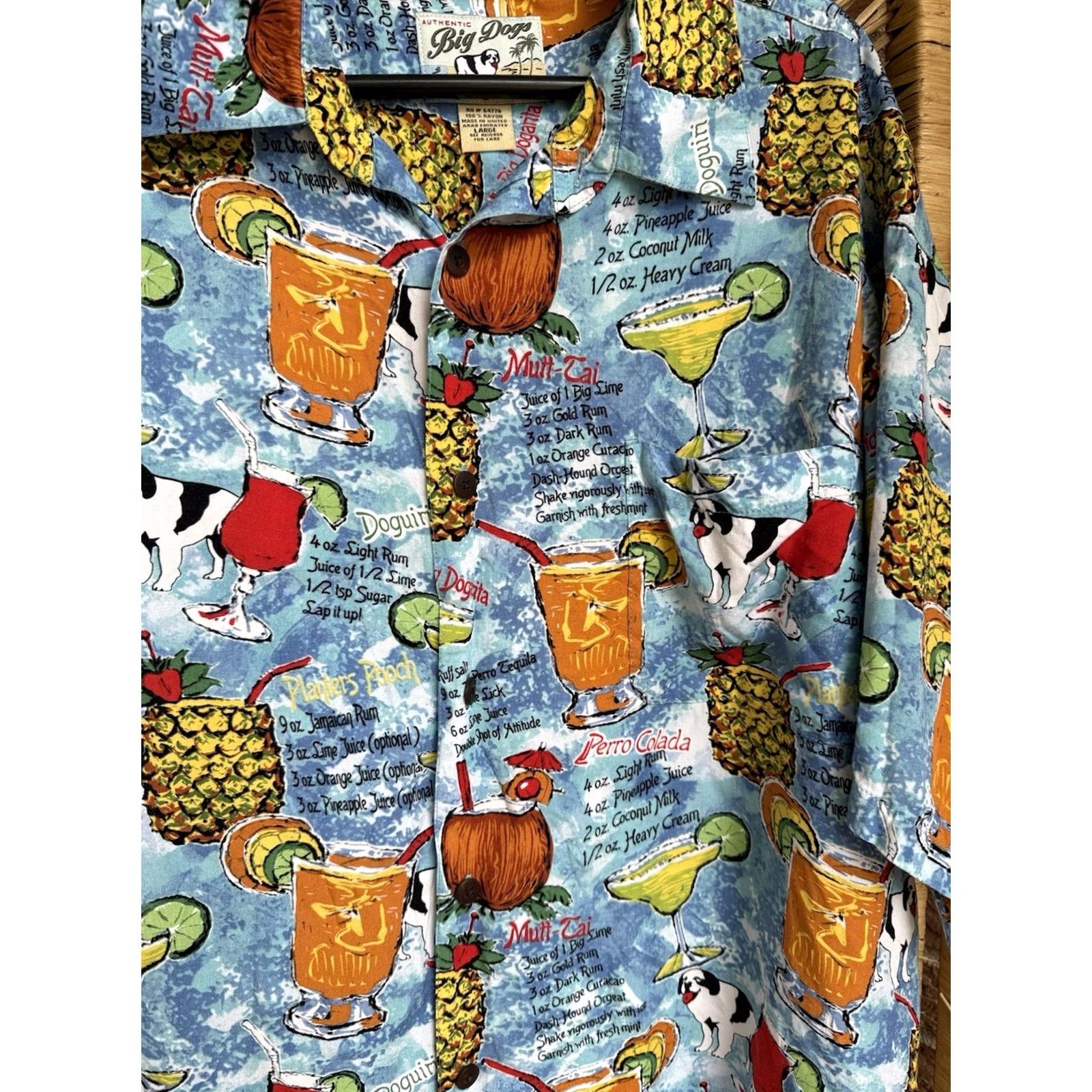 Big Dogs Big Dogs Cocktail Recipe Button-Down Shirt L Multicolor Men Short Sleeve Animal Print Mens Size US L / EU 52-54 / 3 - 4 Thumbnail
