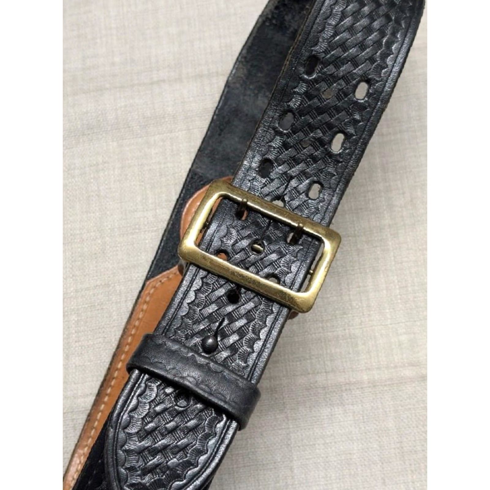 Vintage VINTAGE western belt Gould & Goodrich belt 38 black tooled cowhide leather 1.75" wide Mens Holster Theme Size 38 - 6 Thumbnail