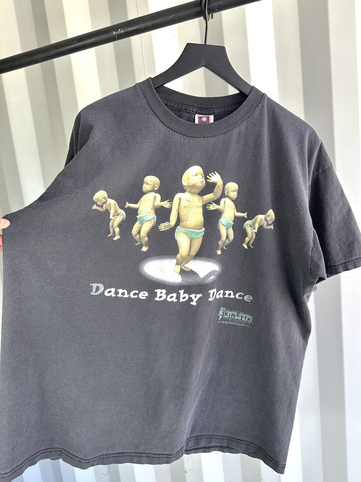 image of Vintage Dance Baby Dance Sun Faded Tee Shirt in Black, Men's (Size XL)